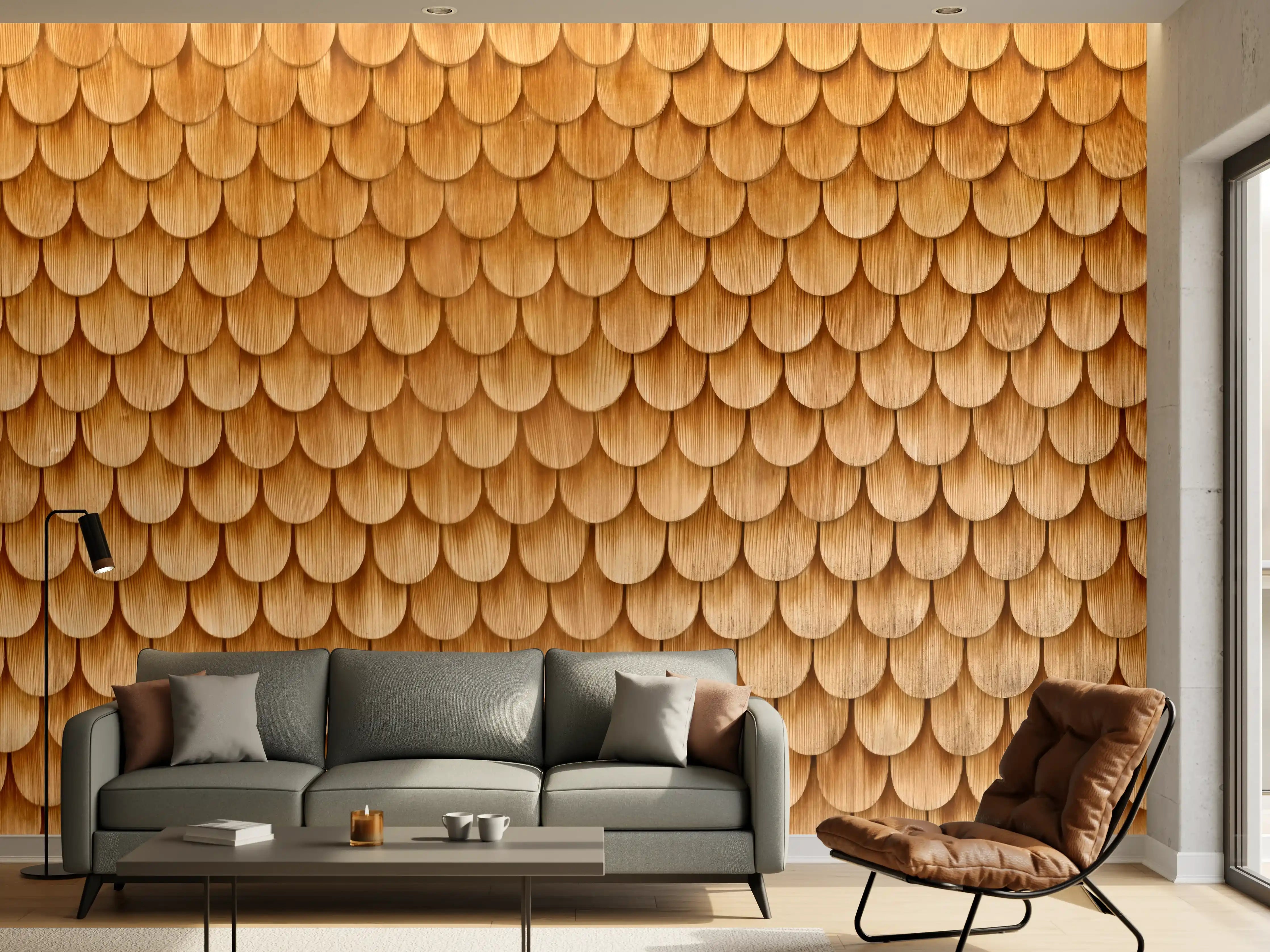 Wandverkleidung Wohnzimmer - Bayrische Holzschindeln