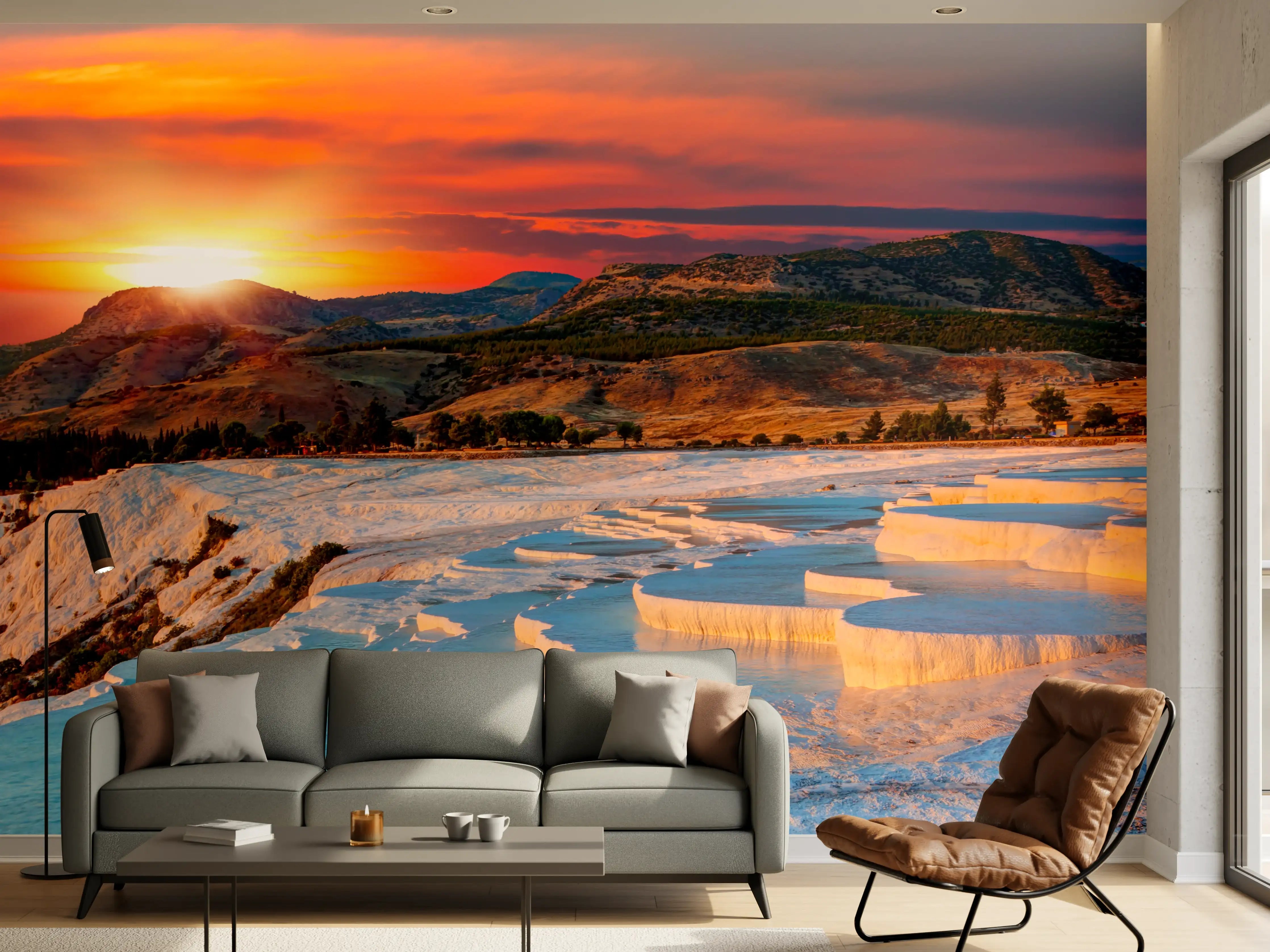 Wandverkleidung Wohnzimmer - Bedeutende Naturkulisse bei Sonnenuntergang