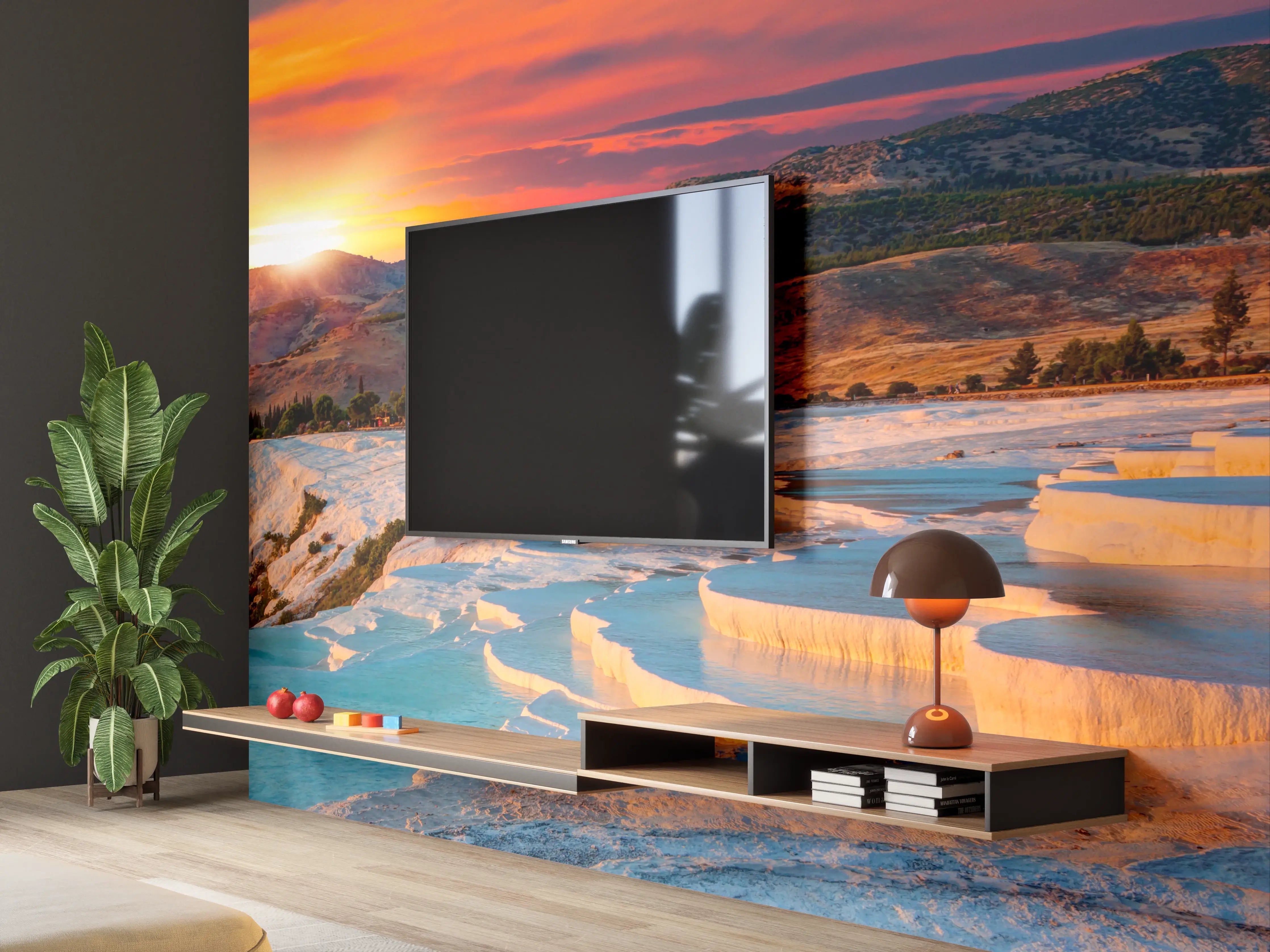Wandverkleidung Wohnzimmer - Bedeutende Naturkulisse bei Sonnenuntergang