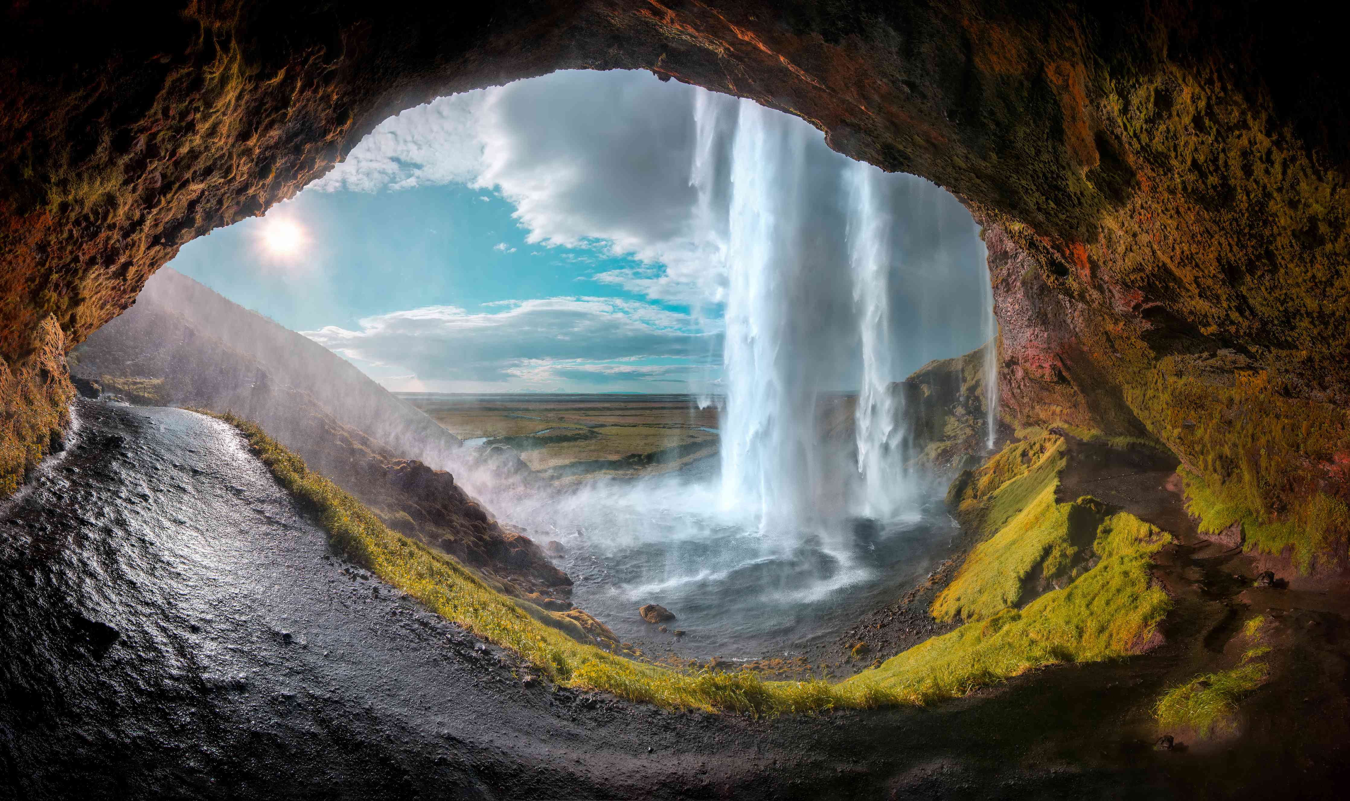Wandverkleidung Wohnzimmer-Beeindruckende Wasserfall-Landschaft