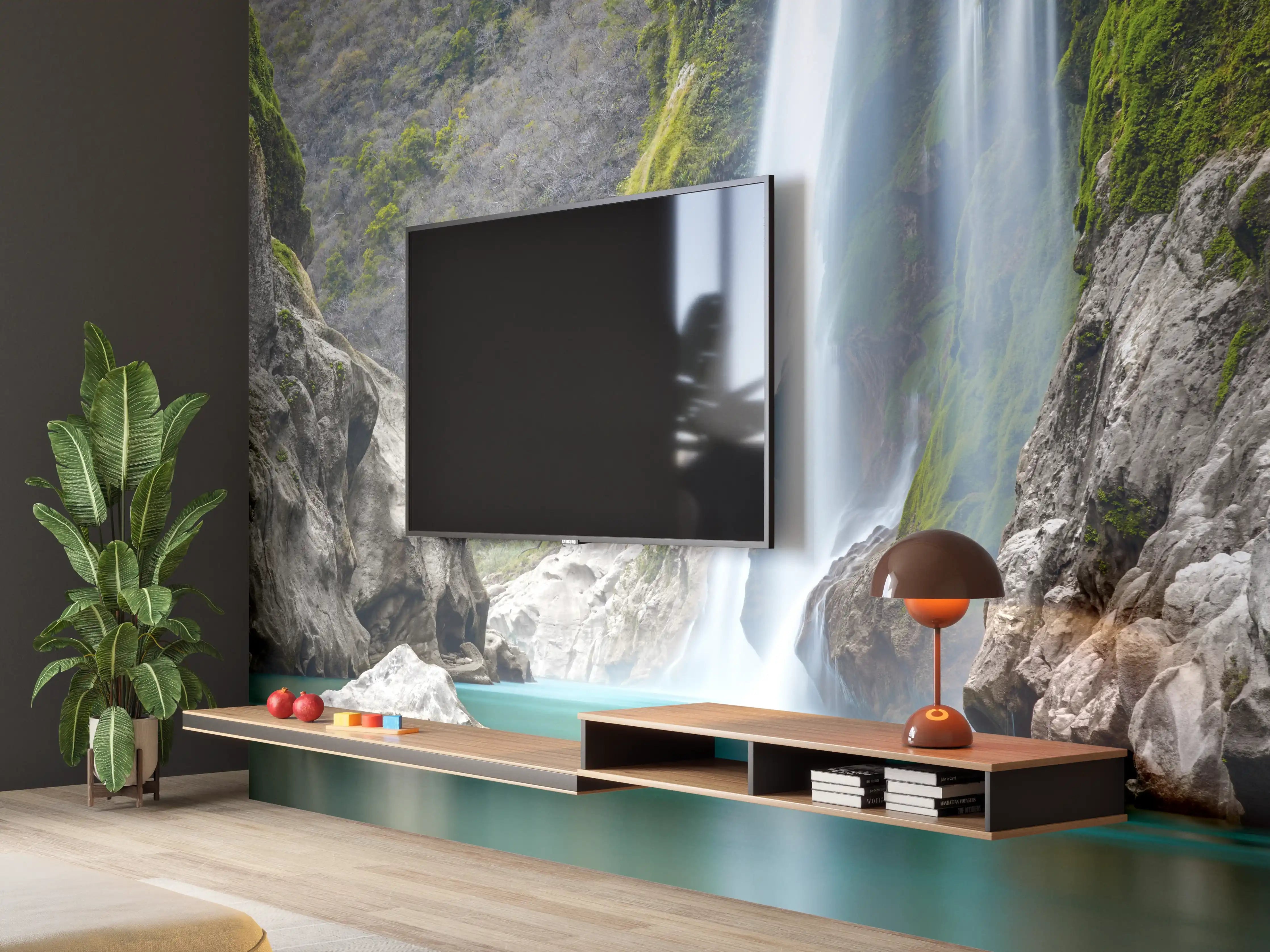 Wandverkleidung Wohnzimmer - Beeindruckender Wasserfall in der Natur