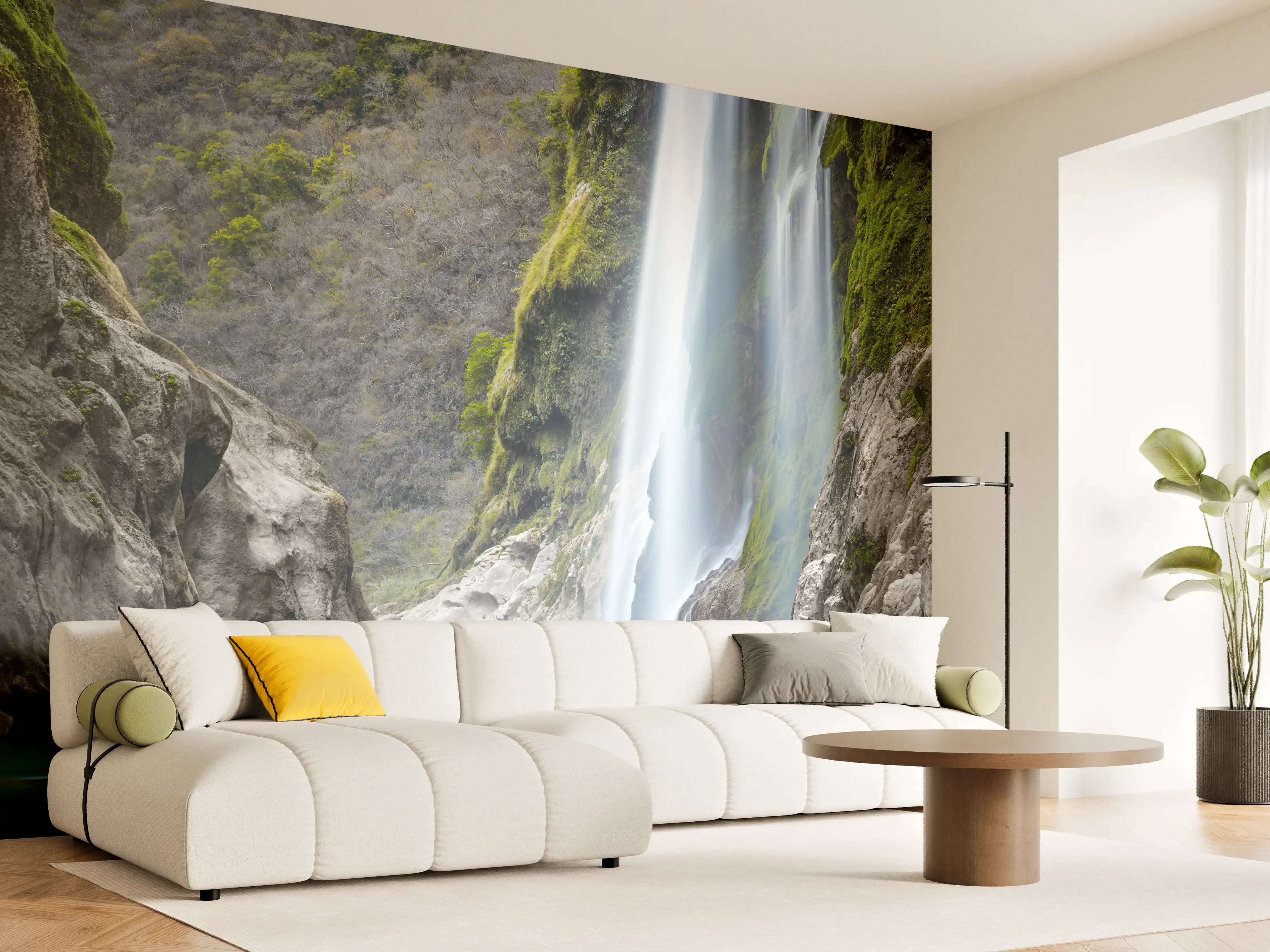 Wandverkleidung Wohnzimmer - Beeindruckender Wasserfall in der Natur