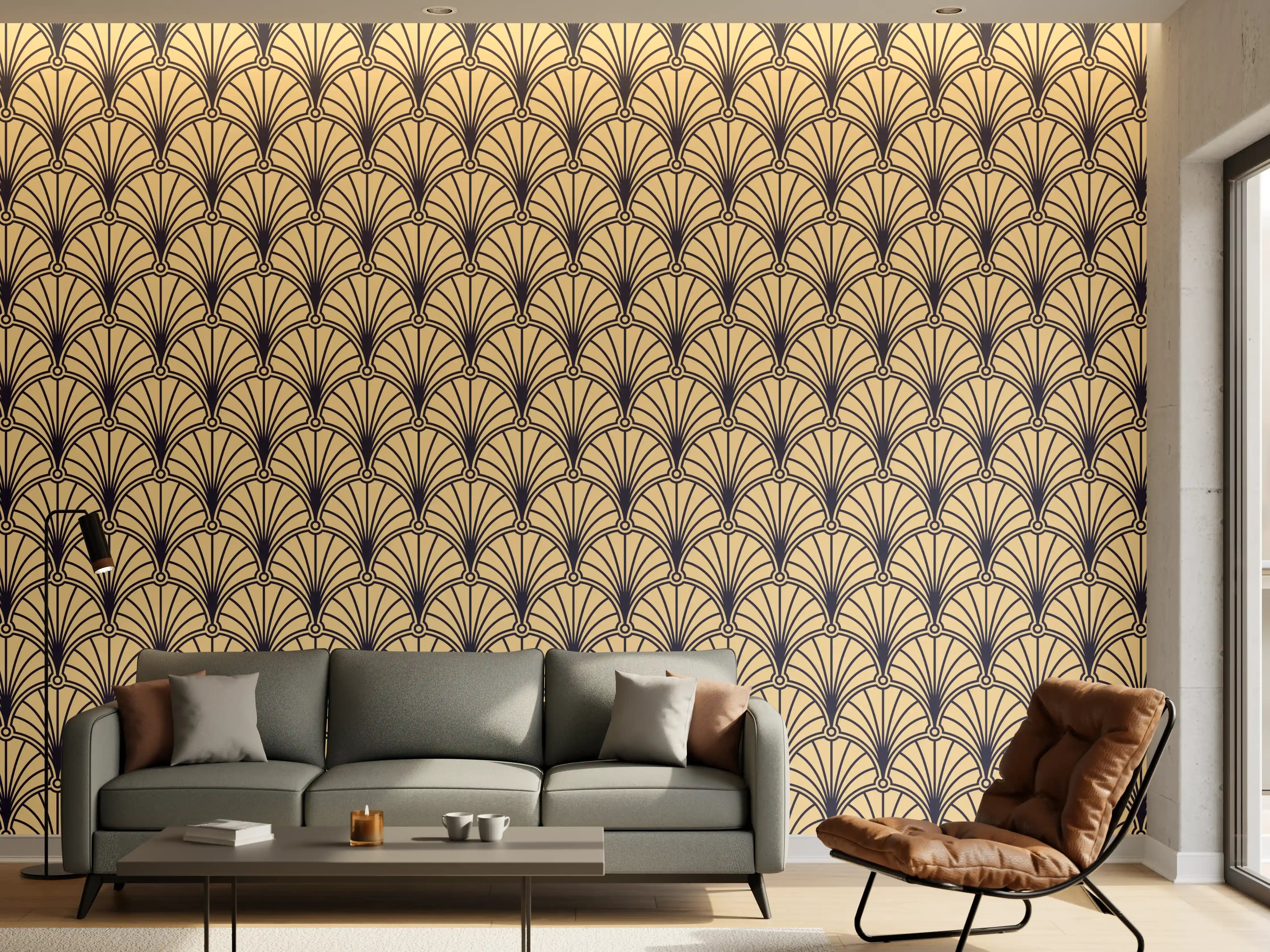 Wandverkleidung Wohnzimmer - Beige Braune Webstruktur