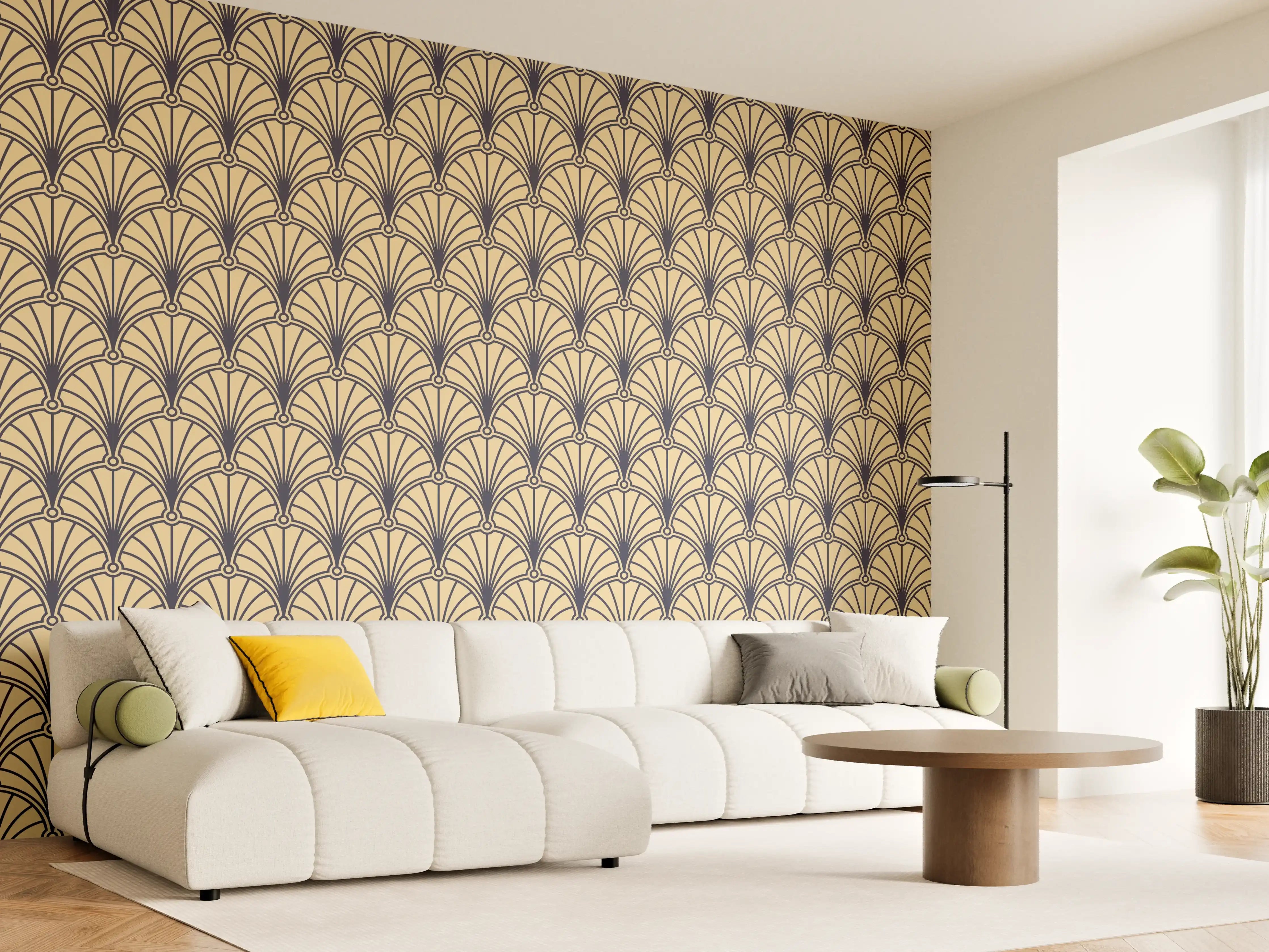 Wandverkleidung Wohnzimmer - Beige Braune Webstruktur