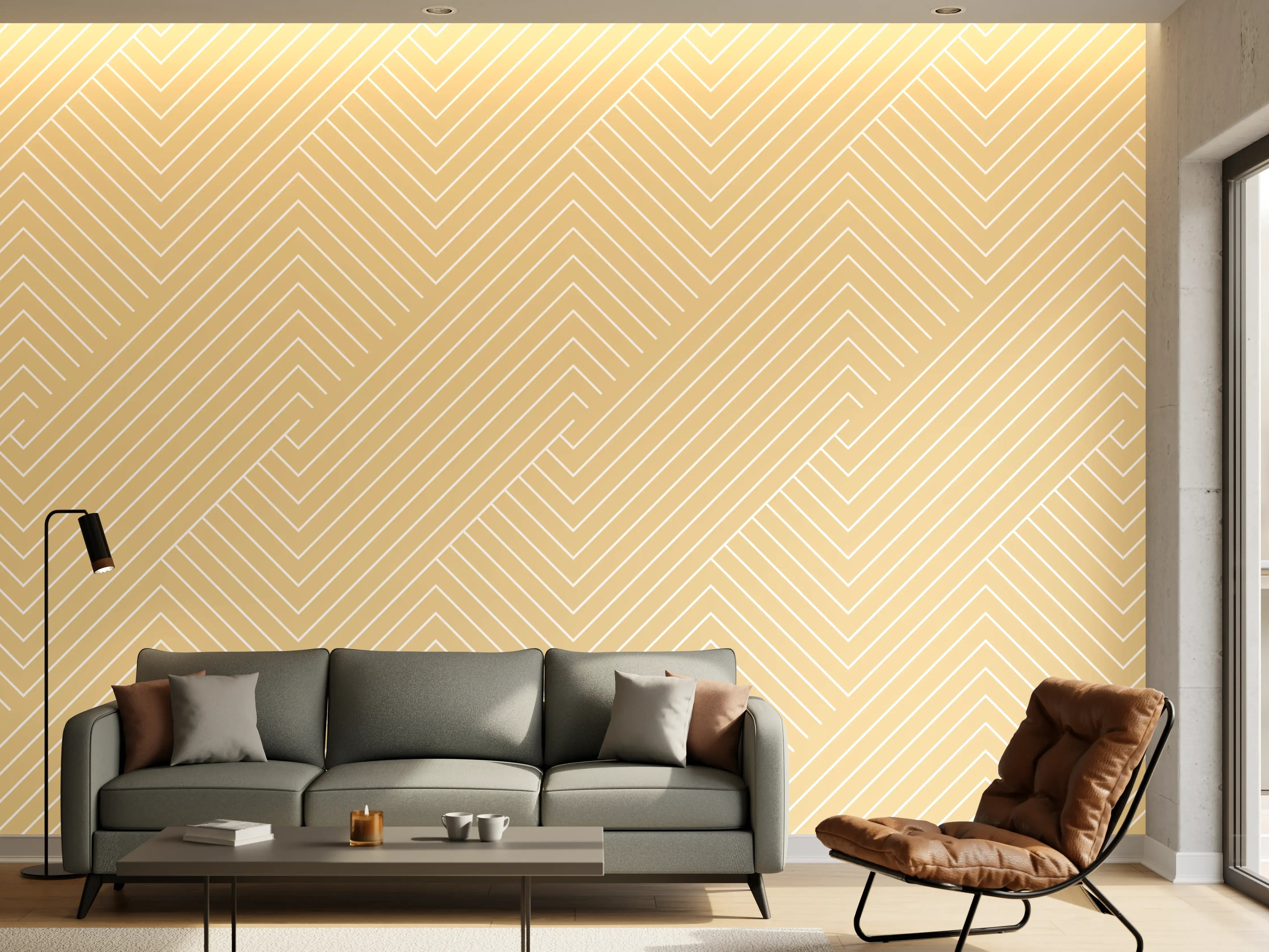 Wandverkleidung Wohnzimmer - Beige Farbzusammenstellung mit feinem Linienmuster
