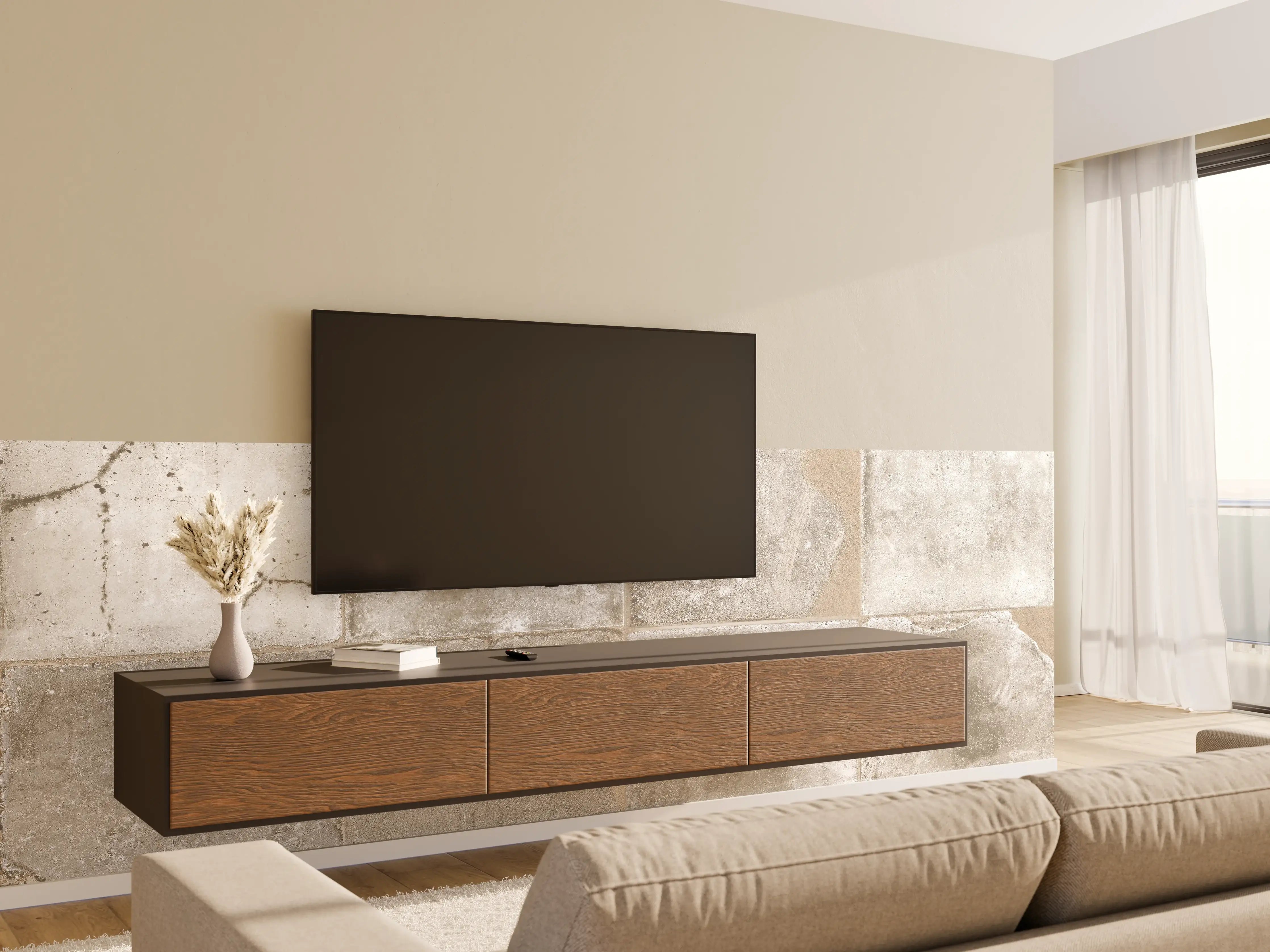 Wandverkleidung Wohnzimmer - Beige Grau Steinwand-Textur