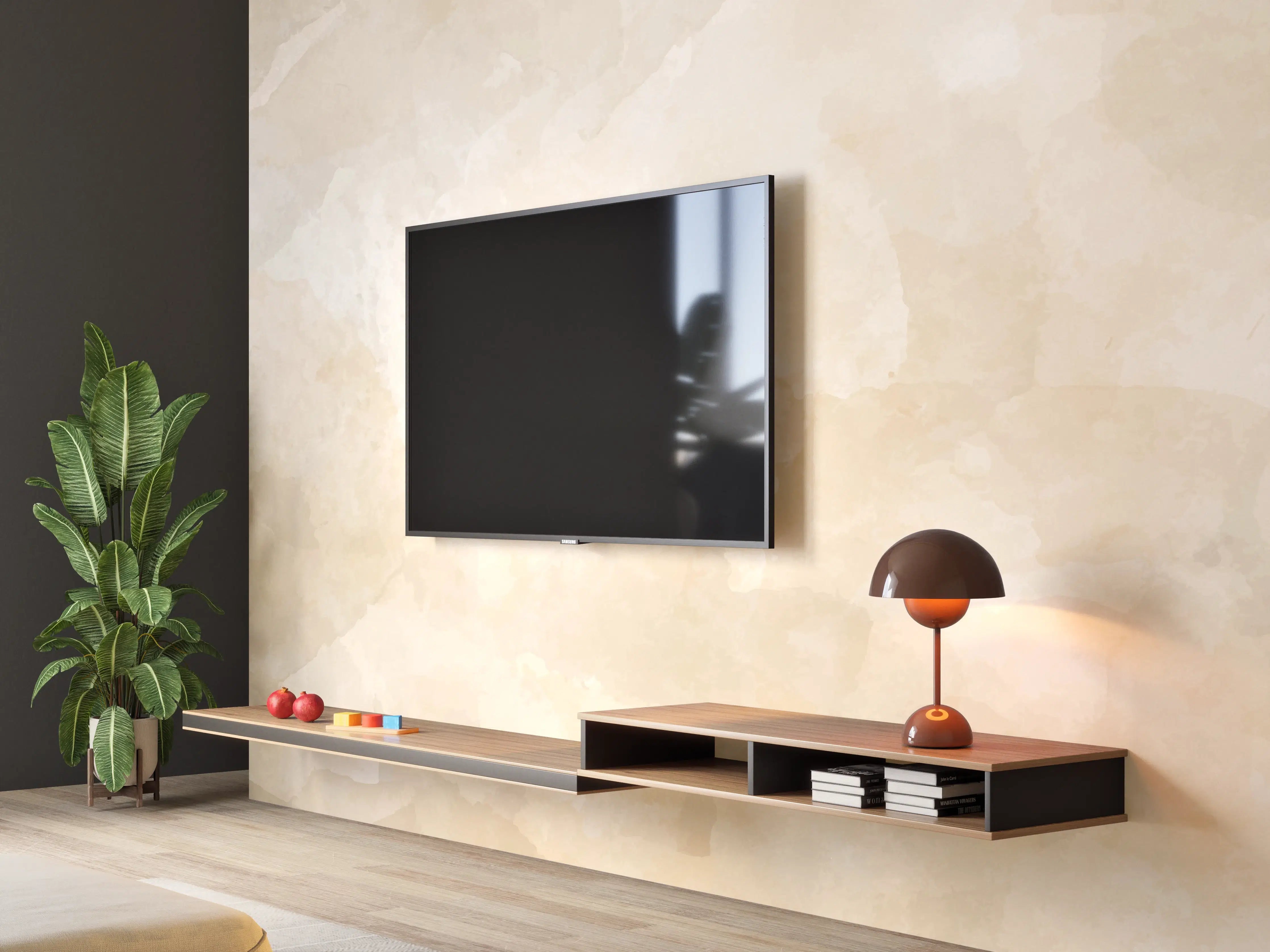 Wandverkleidung Wohnzimmer - Beige-Graue Edelstein-Optik