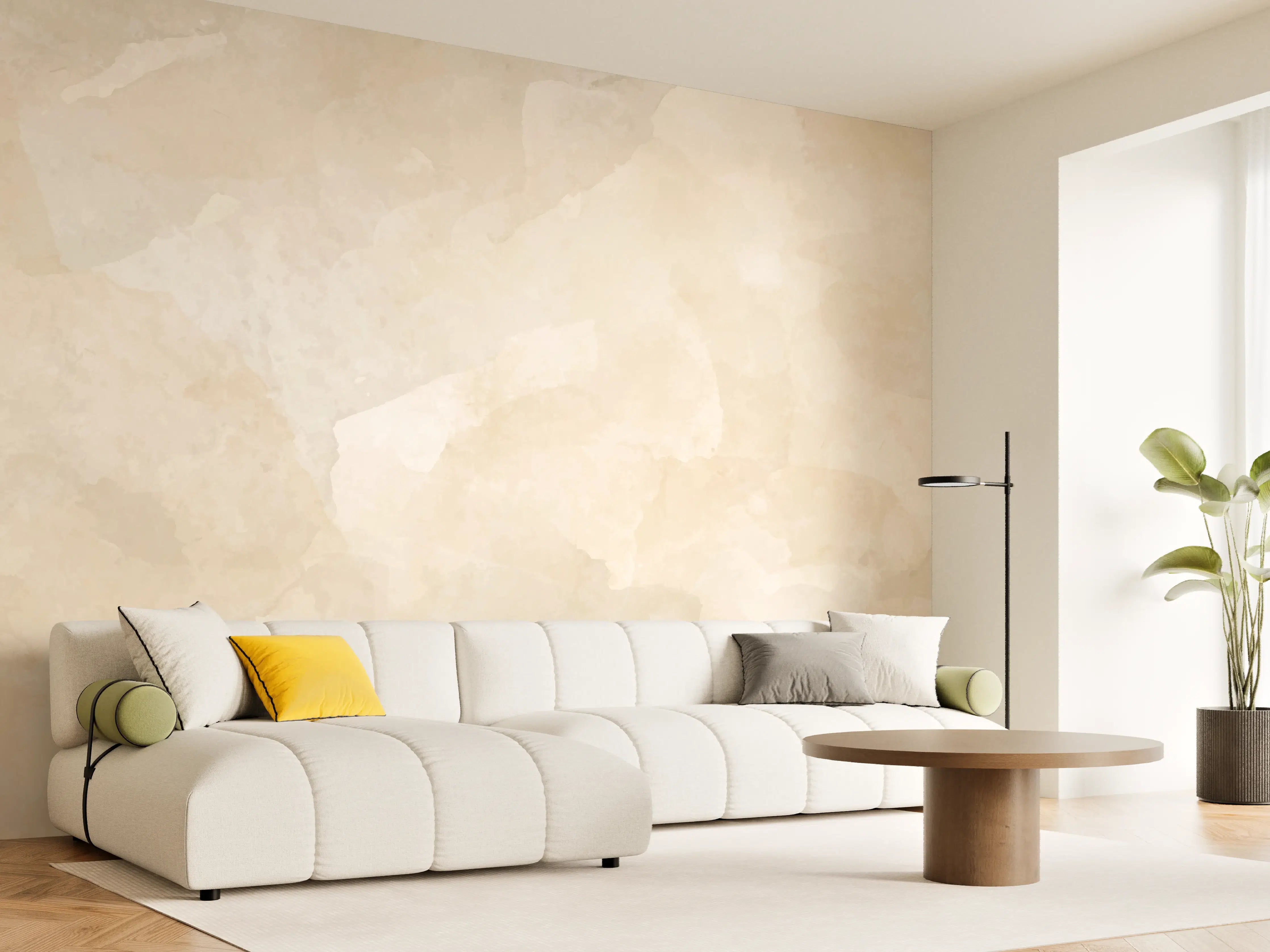 Wandverkleidung Wohnzimmer - Beige-Graue Edelstein-Optik