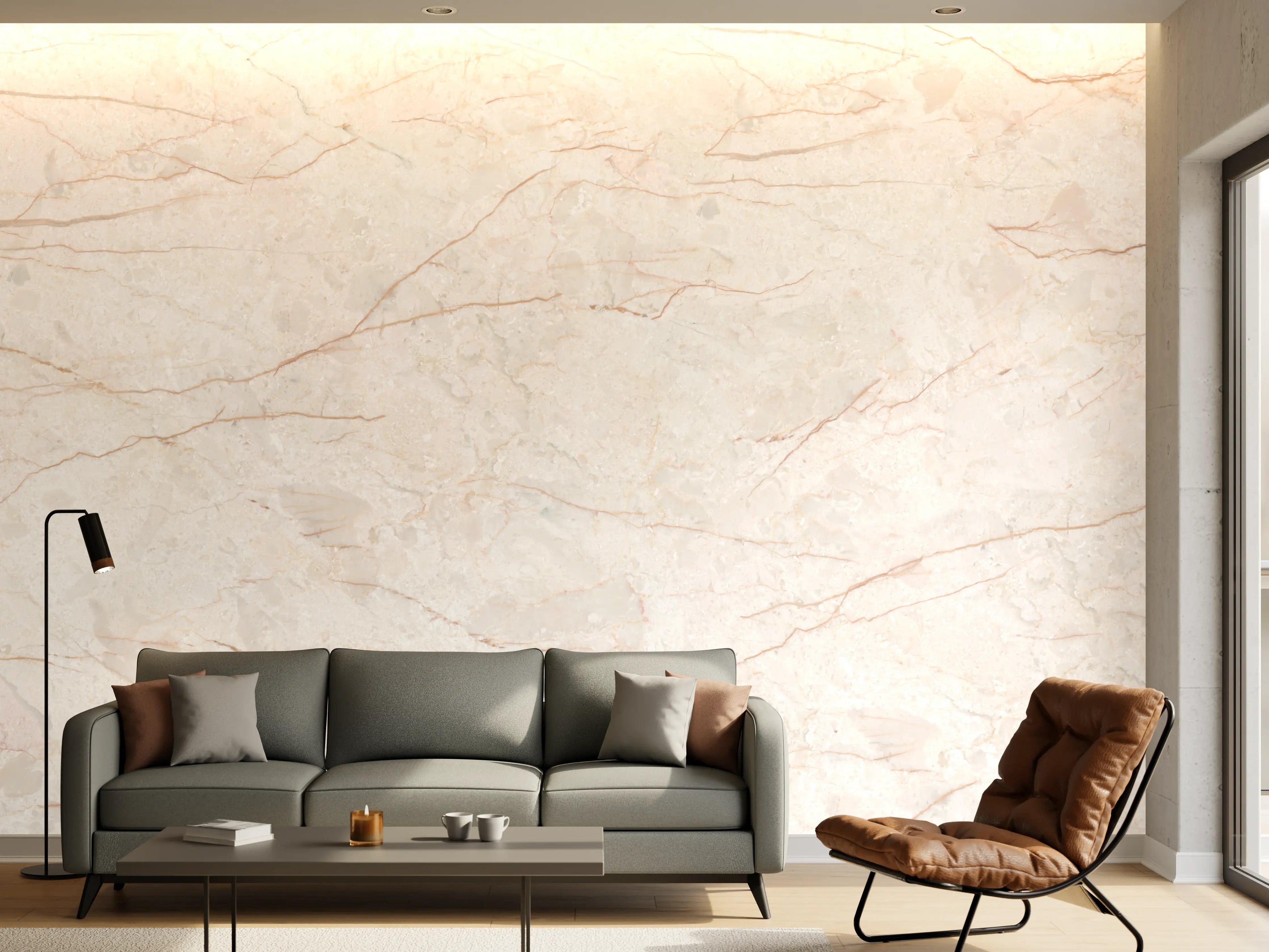 Wandverkleidung Wohnzimmer - Beige Marmor Hintergrund