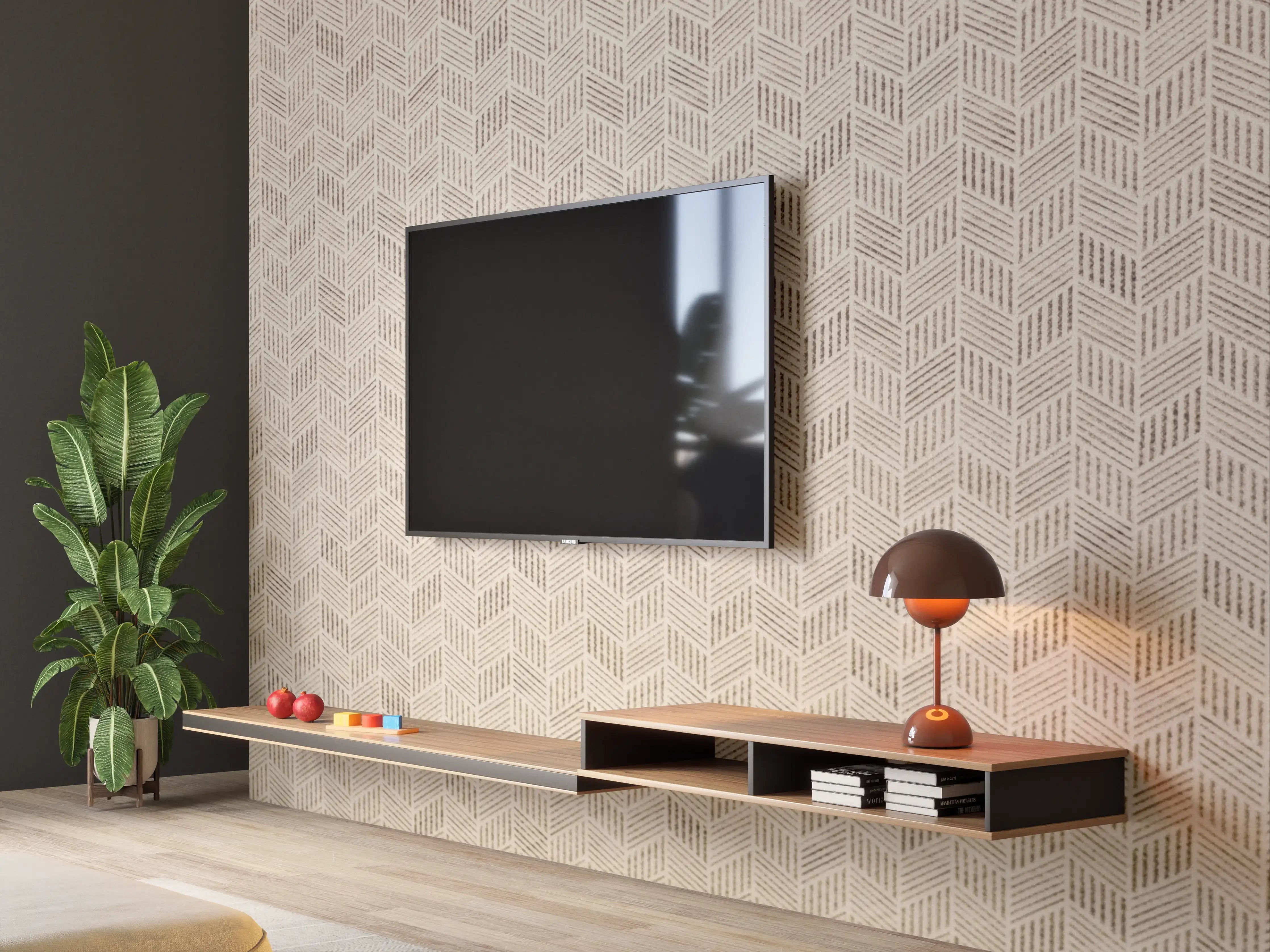 Wandverkleidung Wohnzimmer - Beige Marmoroptik Muster
