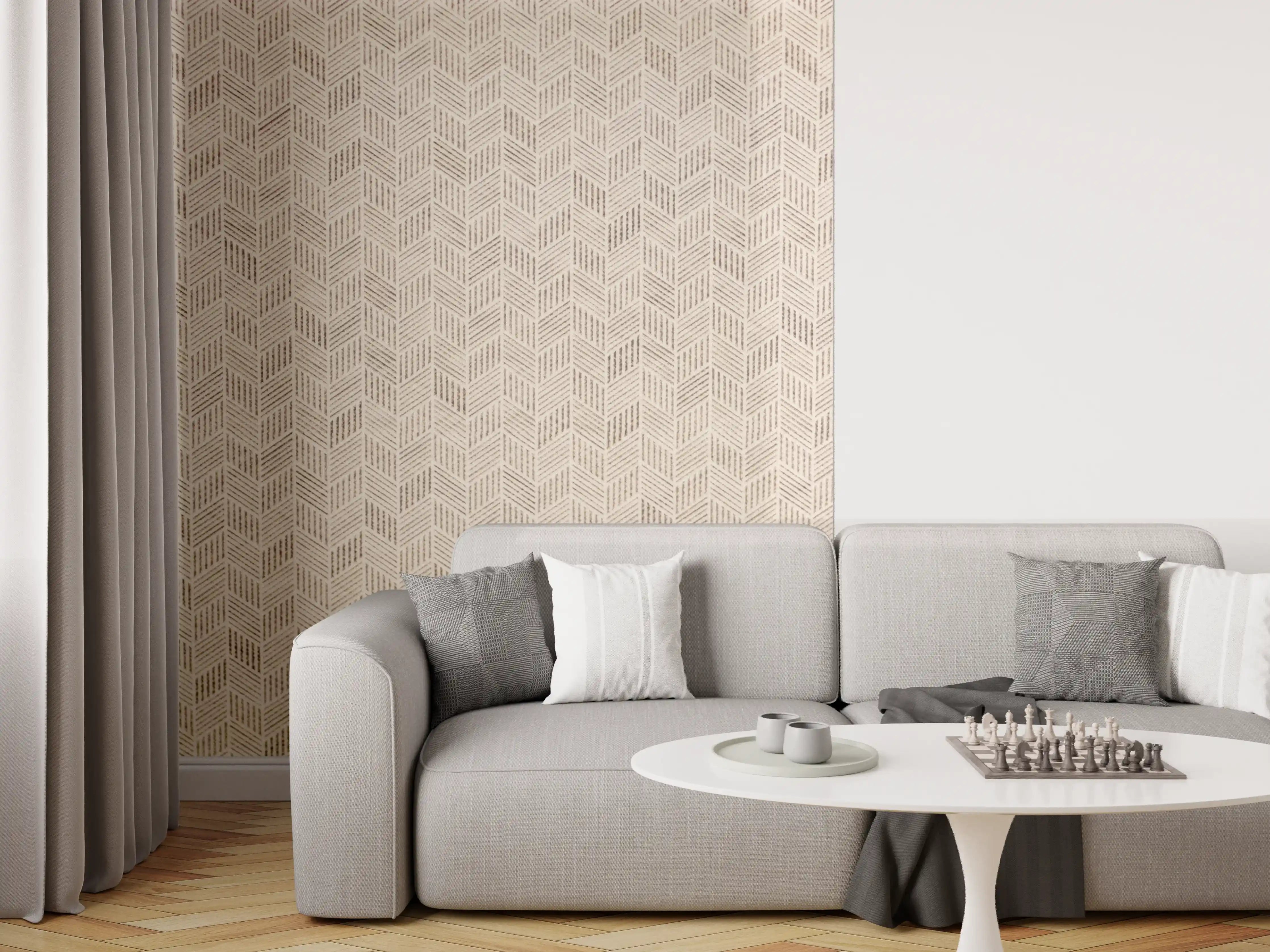 Wandverkleidung Wohnzimmer - Beige Marmoroptik Muster