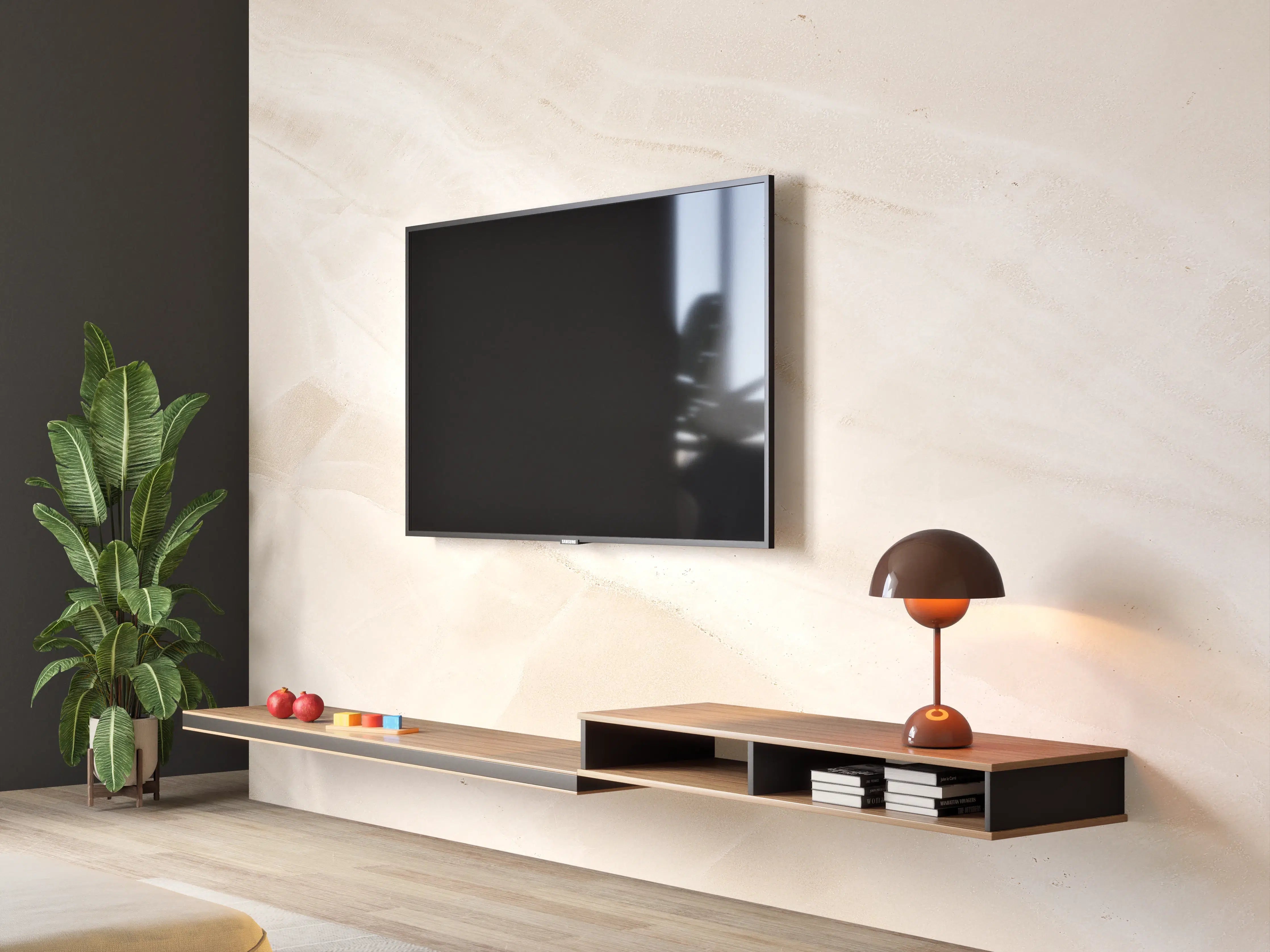 Wandverkleidung Wohnzimmer - Beige natürliche Marmortextur