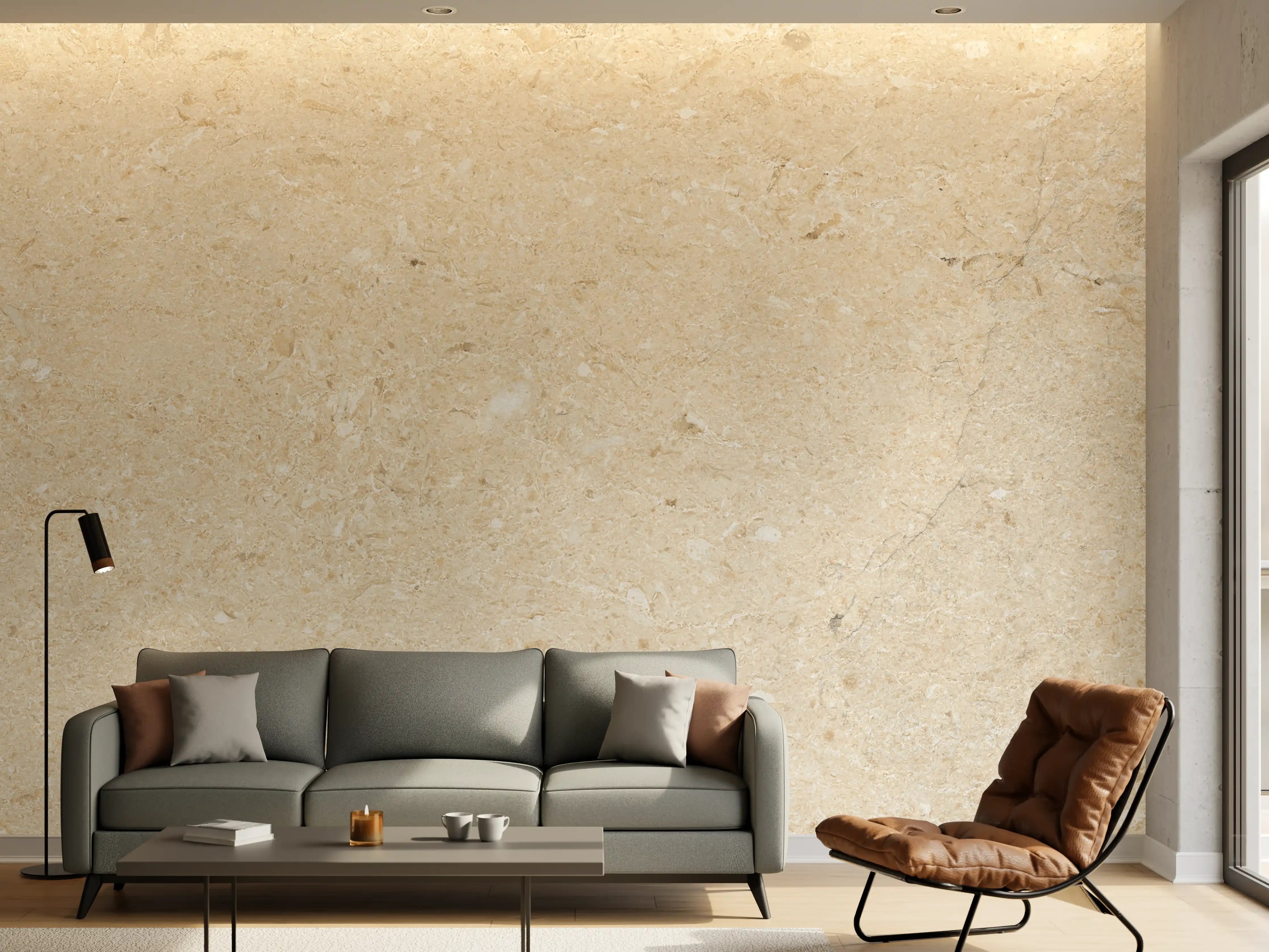 Wandverkleidung Wohnzimmer - Beige vintage Oberfläche