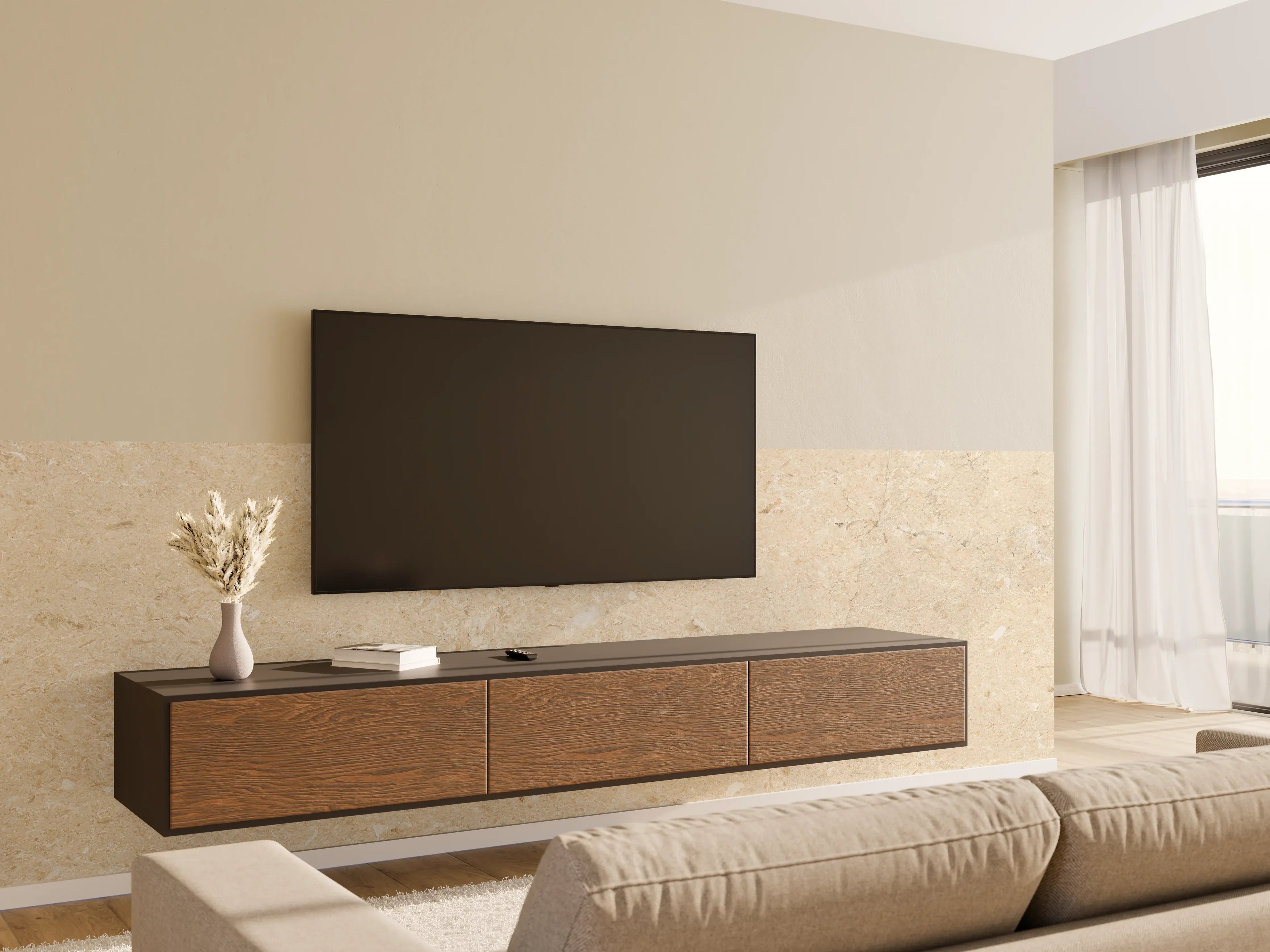 Wandverkleidung Wohnzimmer - Beige vintage Oberfläche