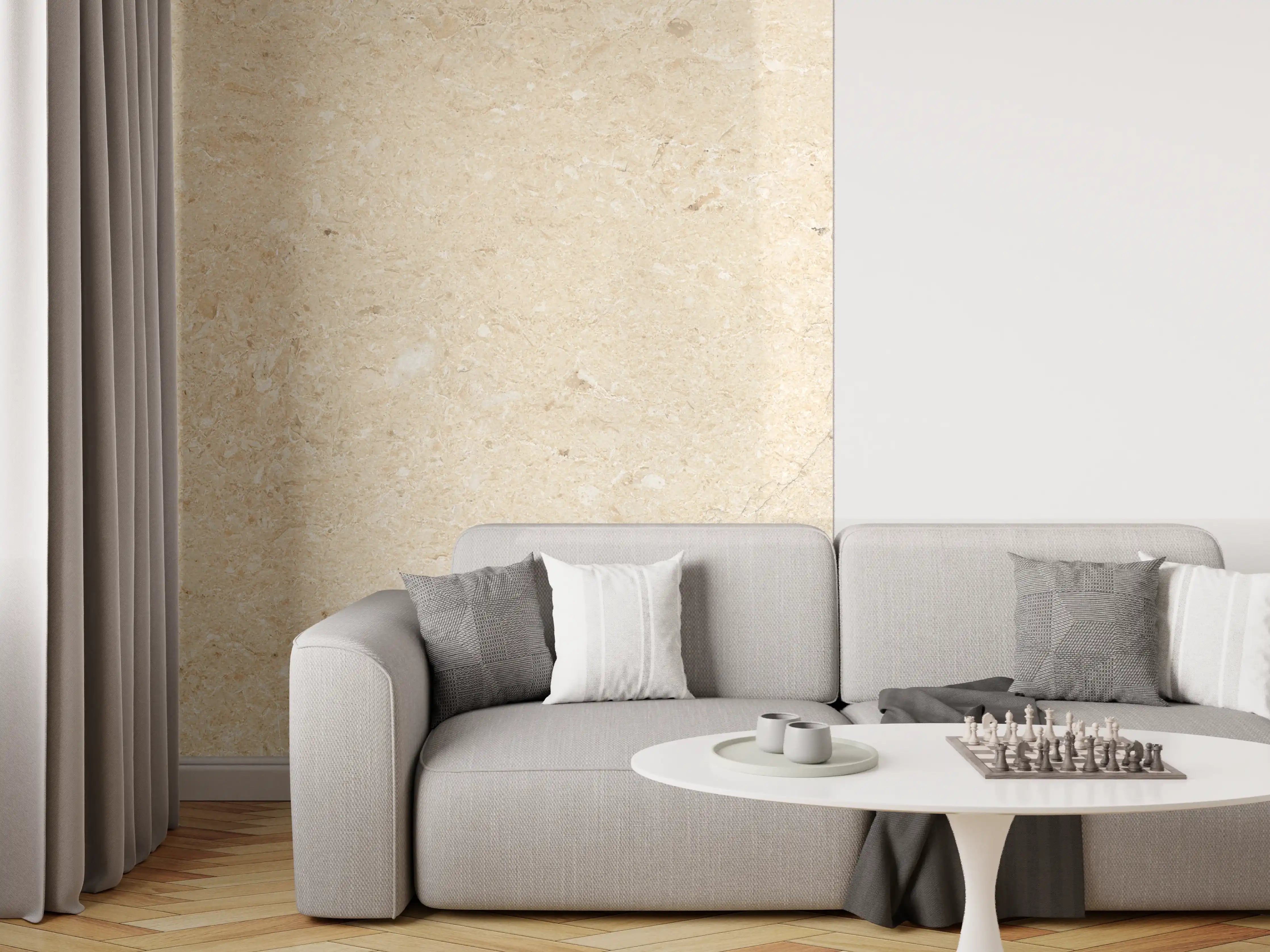 Wandverkleidung Wohnzimmer - Beige vintage Oberfläche