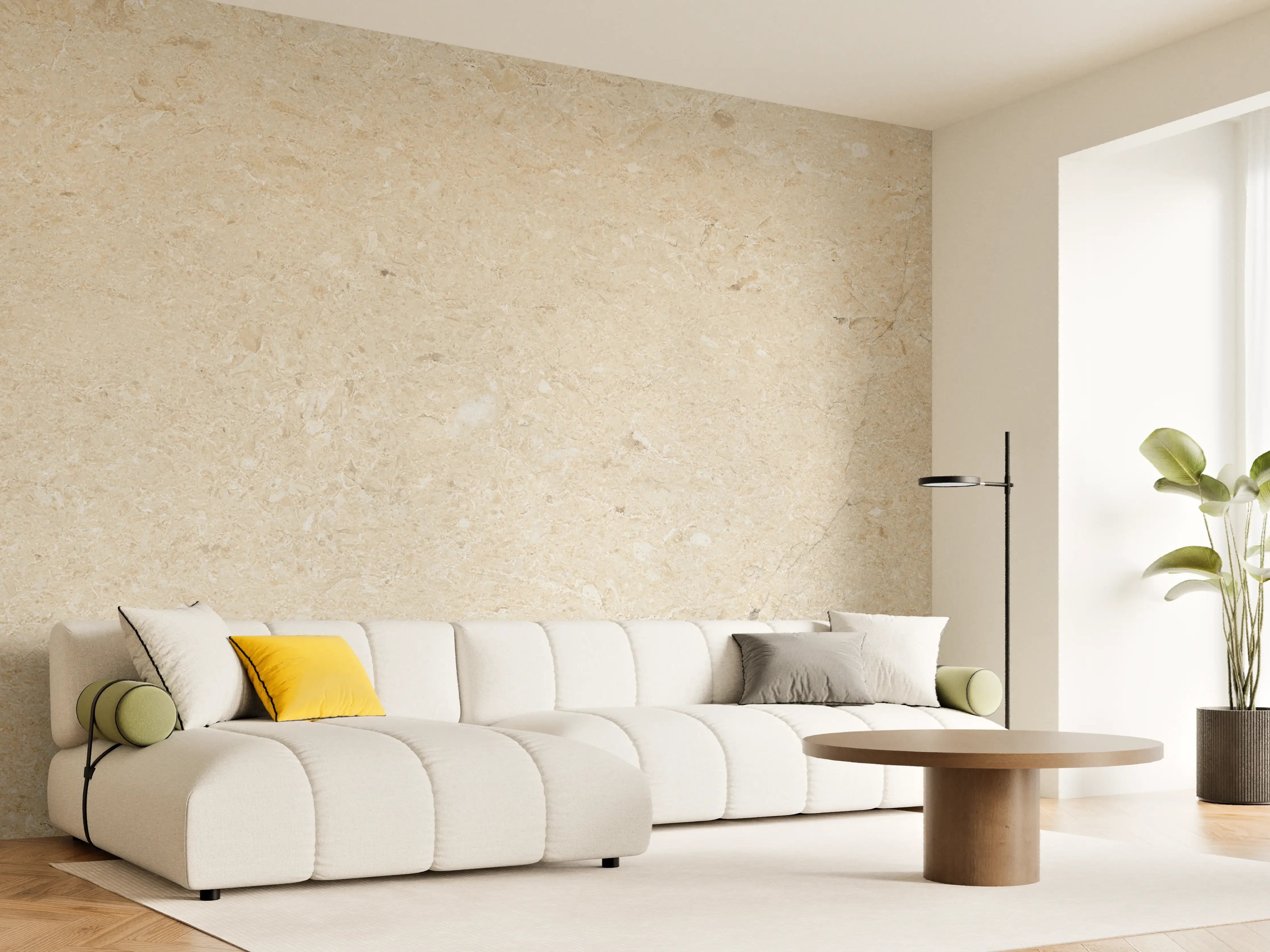 Wandverkleidung Wohnzimmer - Beige vintage Oberfläche