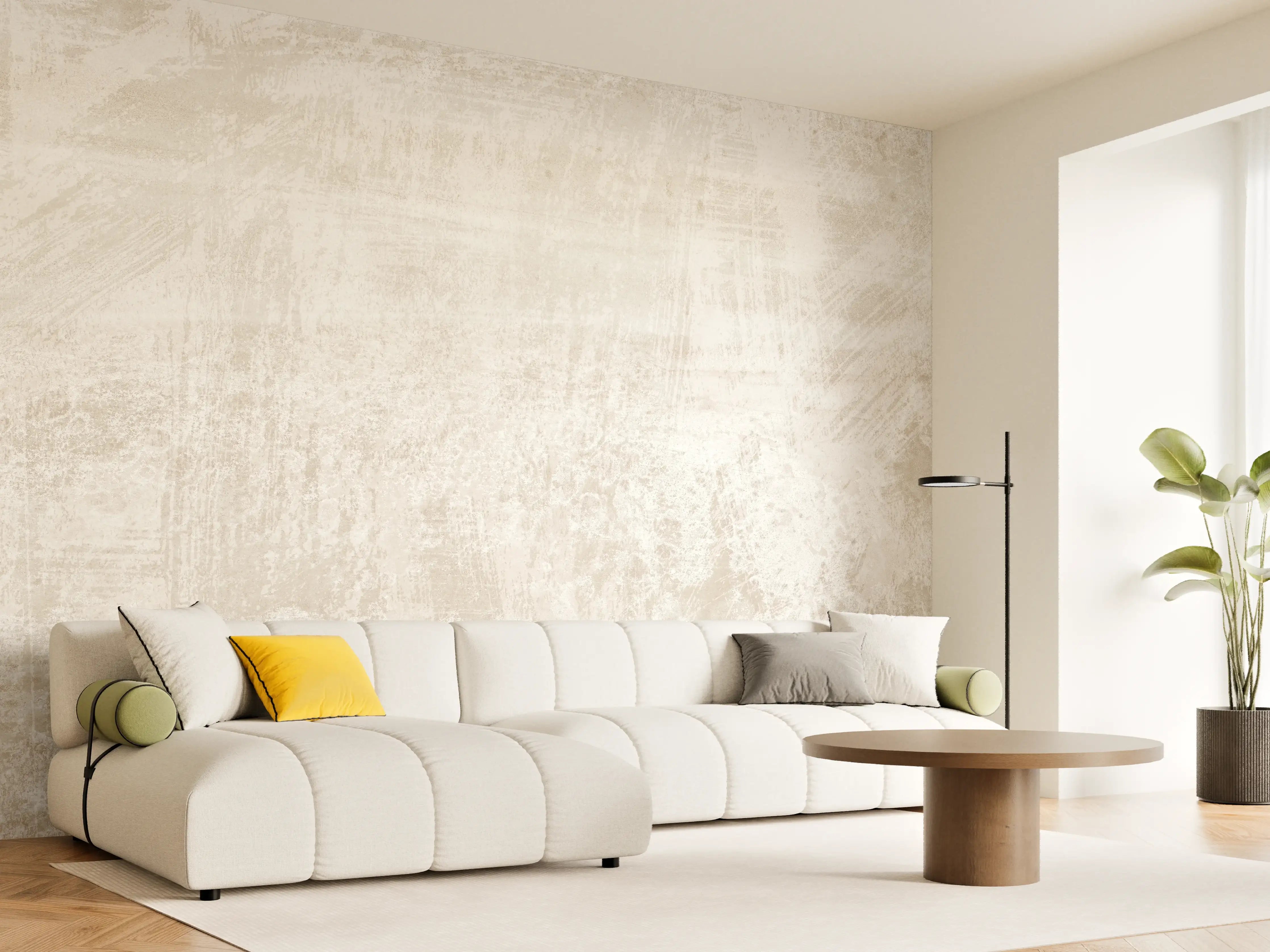 Wandverkleidung Wohnzimmer - Beigefarbener Hintergrund