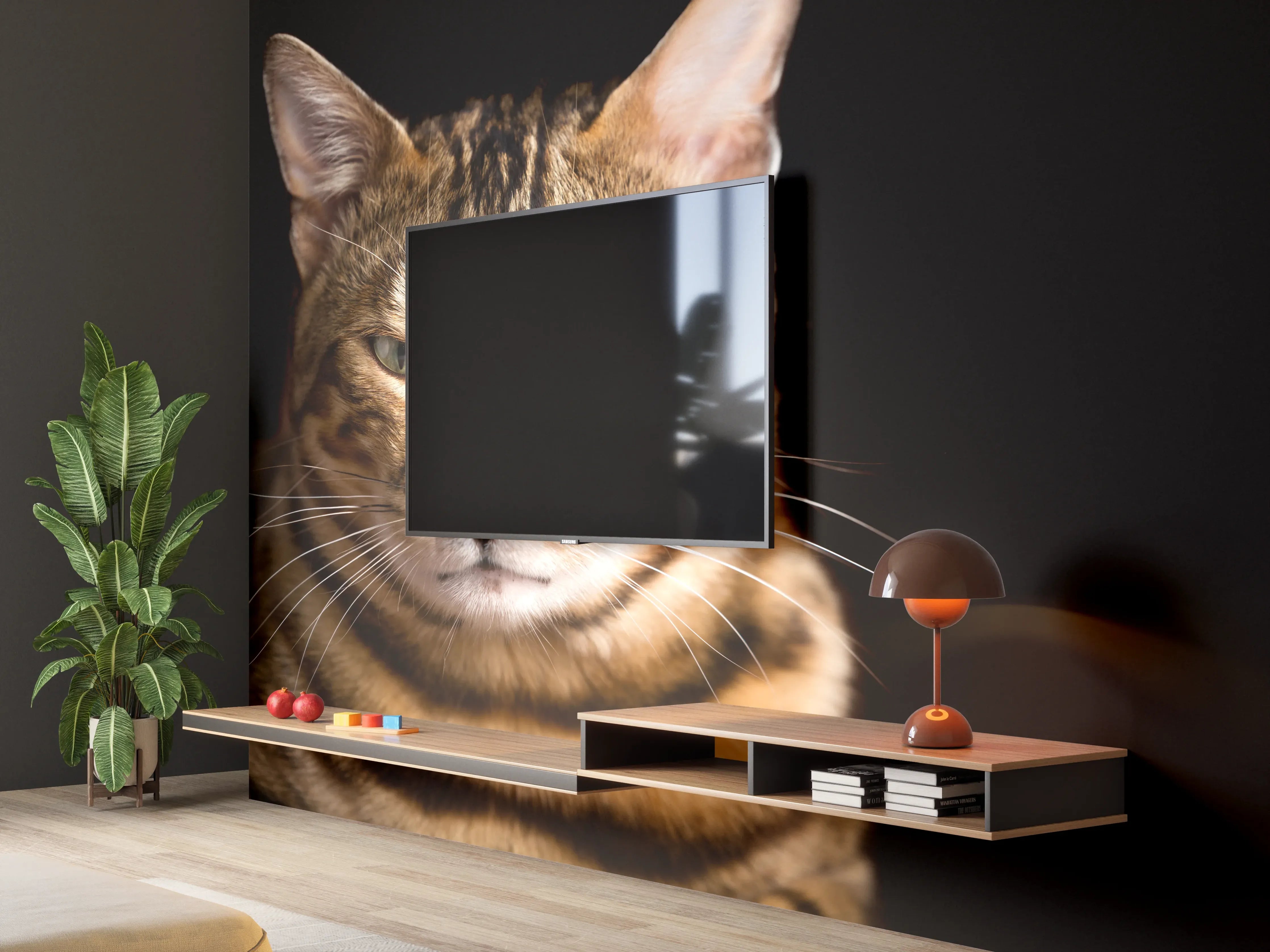 Wandverkleidung Wohnzimmer - Bengalkatze Portrait