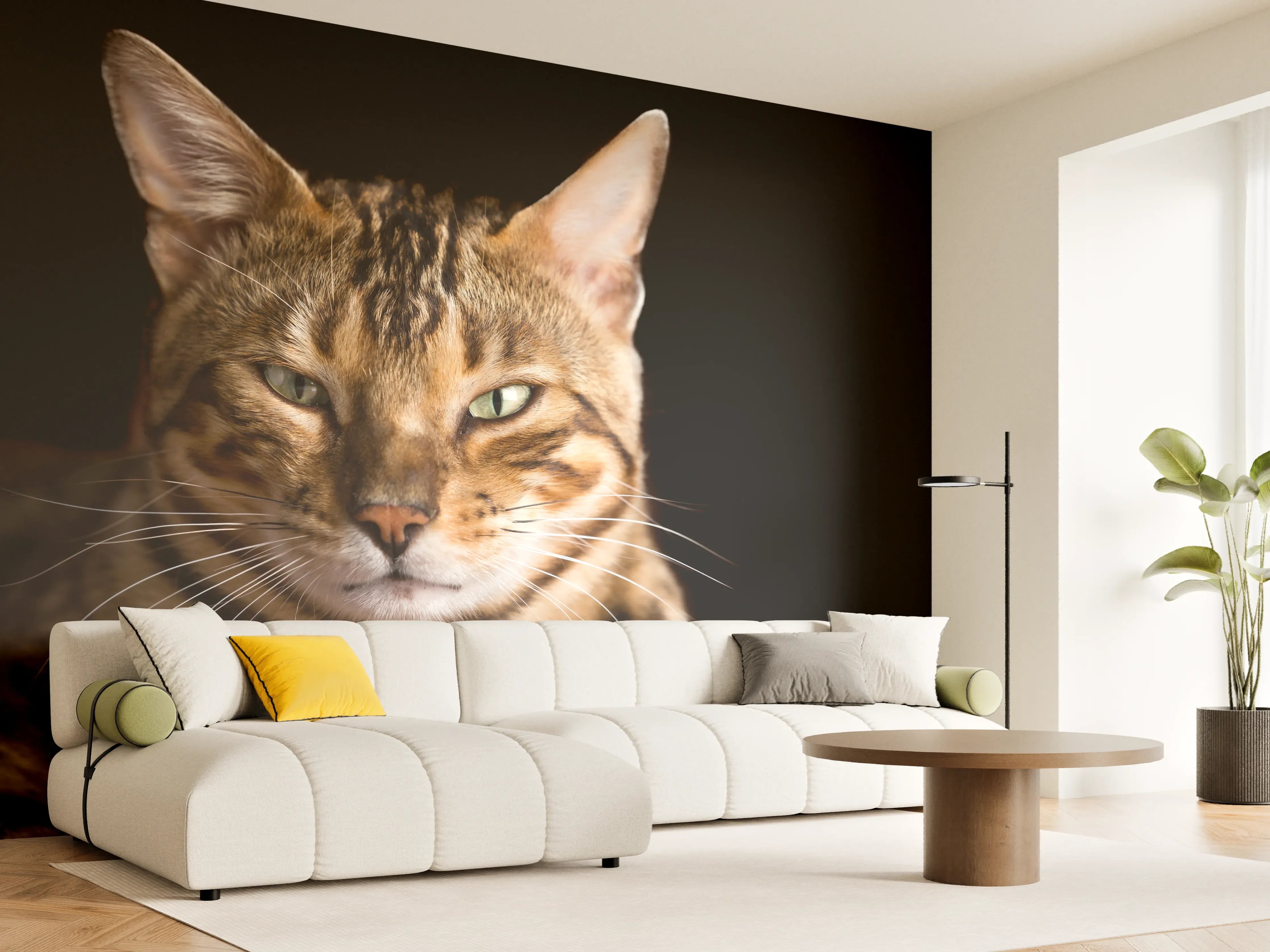 Wandverkleidung Wohnzimmer - Bengalkatze Portrait