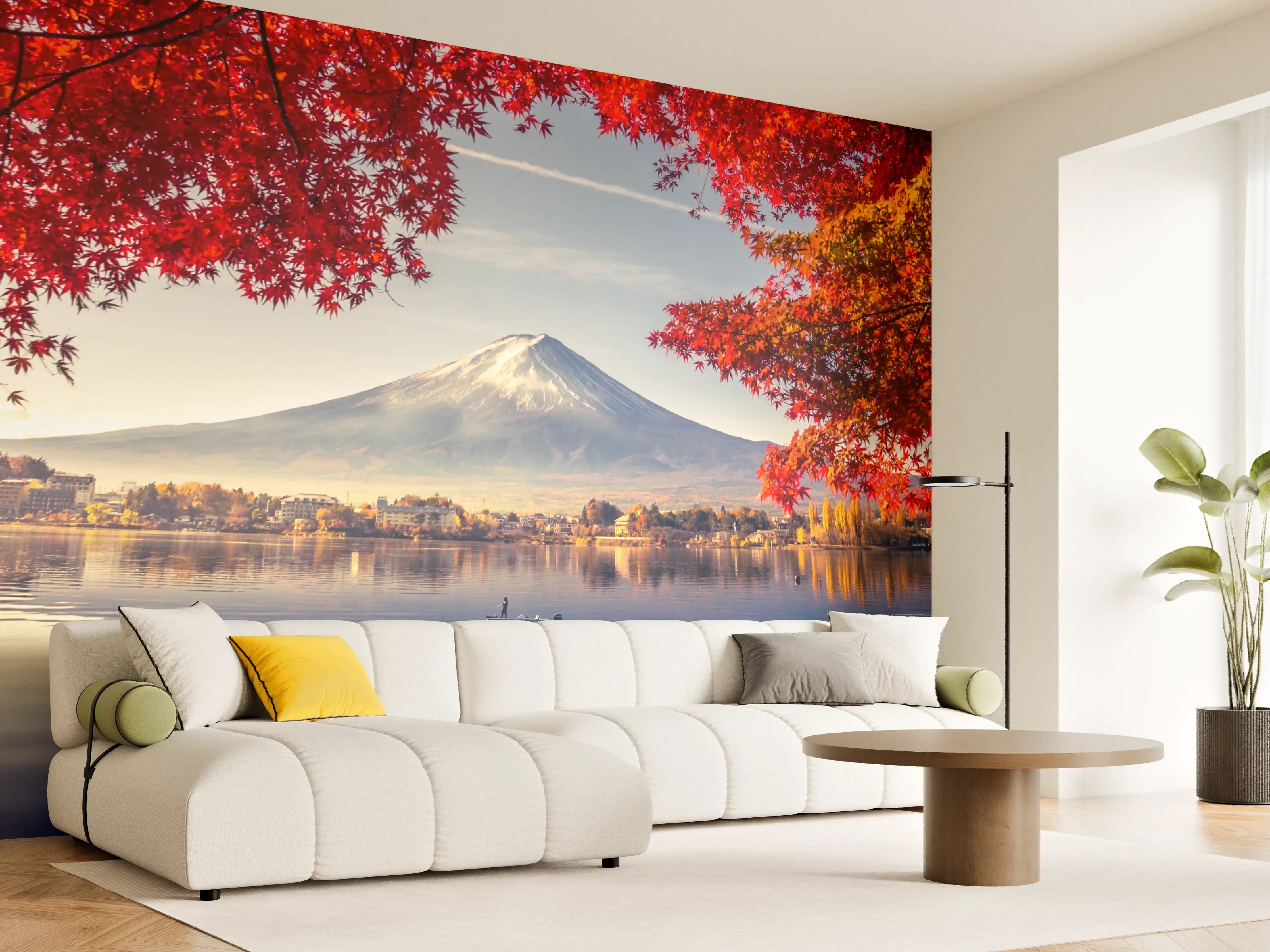 Wandverkleidung Wohnzimmer - Berg im Herbstlicher Seelandschaftsfine Art
