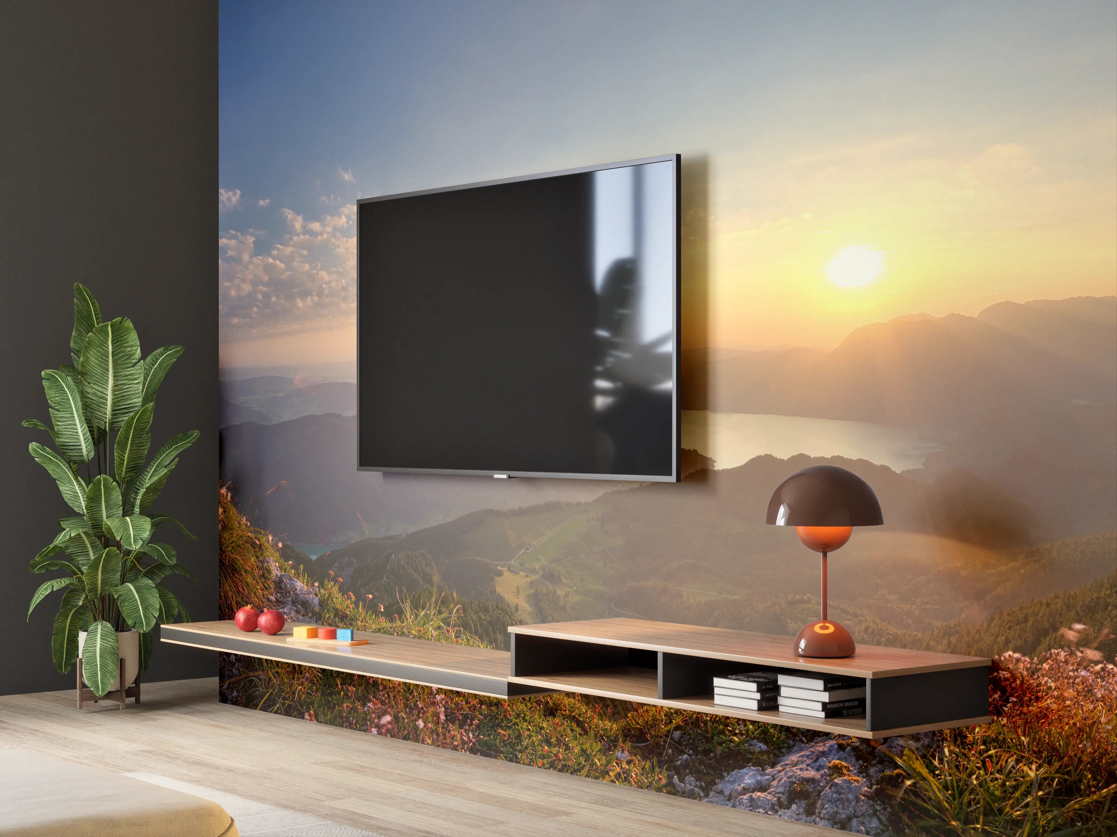 Wandverkleidung Wohnzimmer - Berglandschafts Panorama