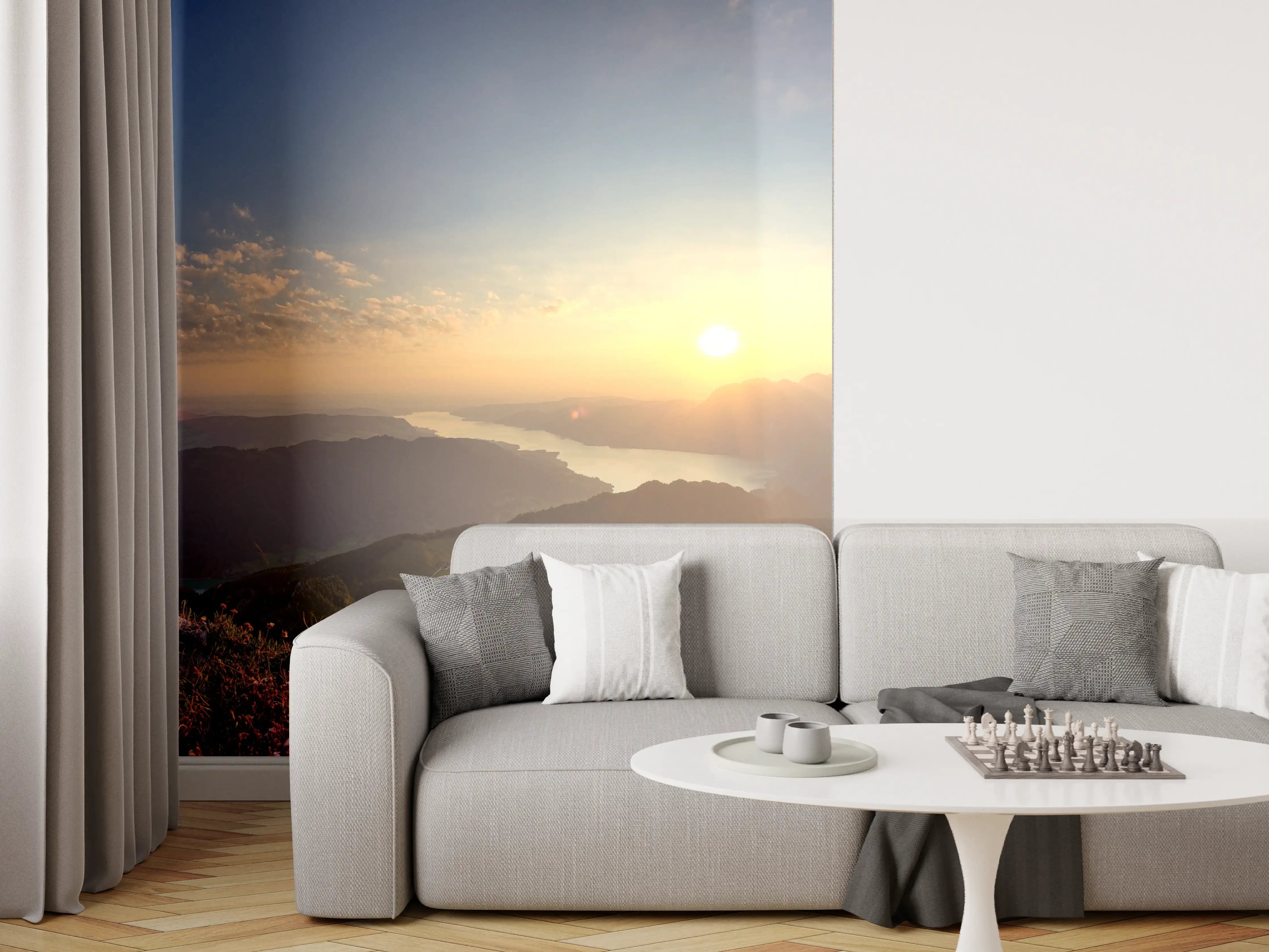 Wandverkleidung Wohnzimmer - Berglandschafts Panorama