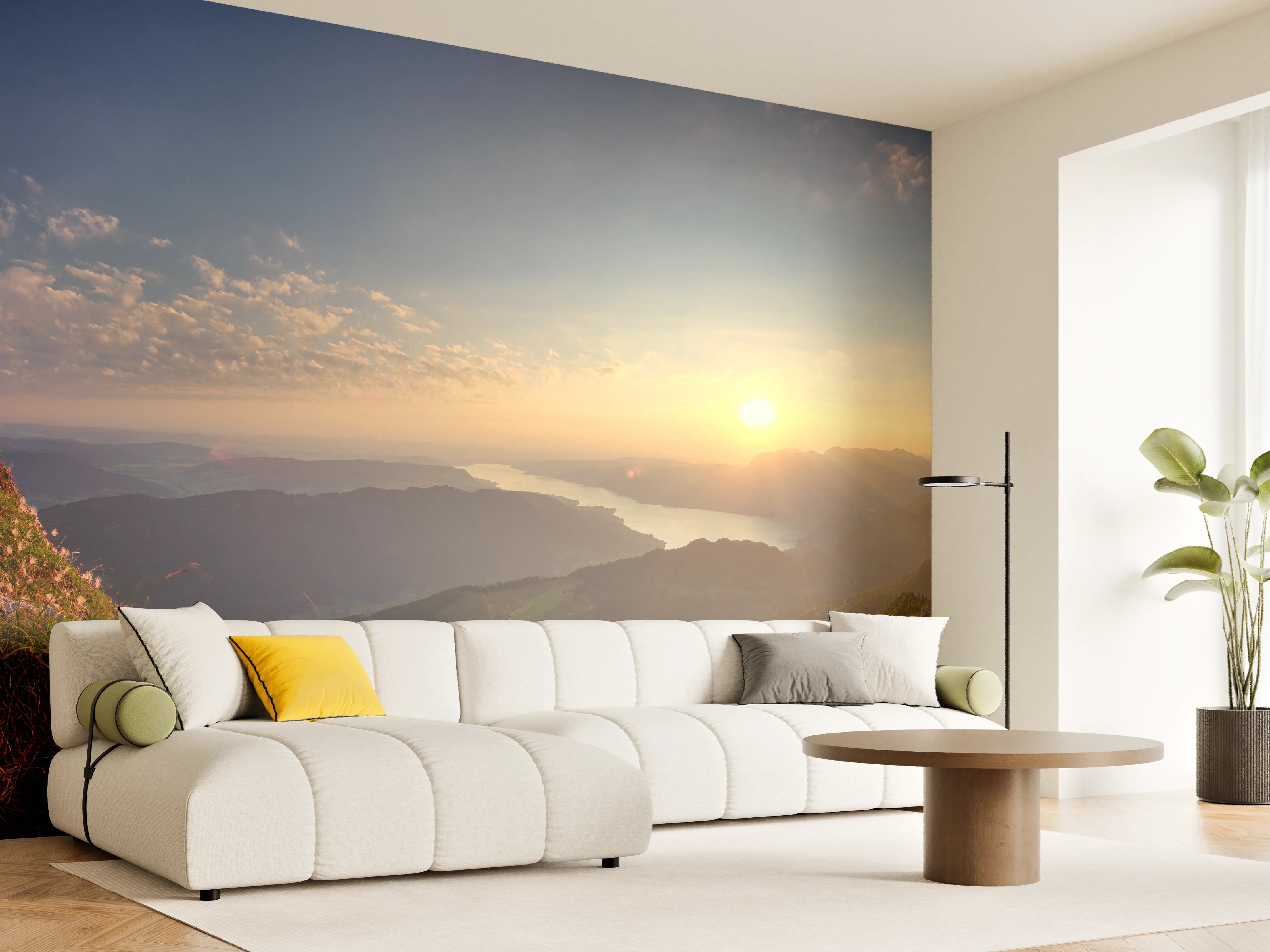 Wandverkleidung Wohnzimmer - Berglandschafts Panorama