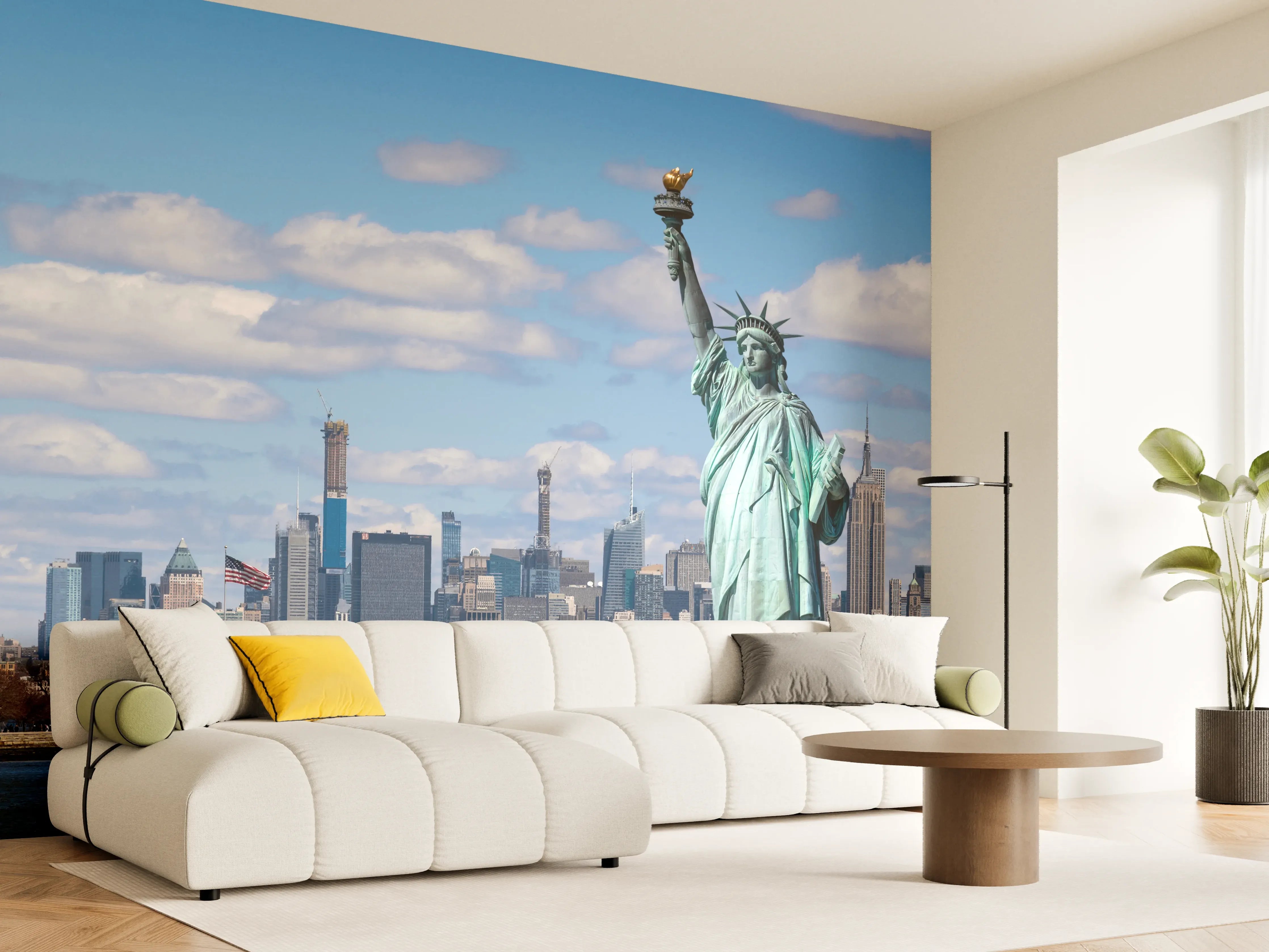 Wandverkleidung Wohnzimmer - Berühmte Skyline mit Freiheitsstatue