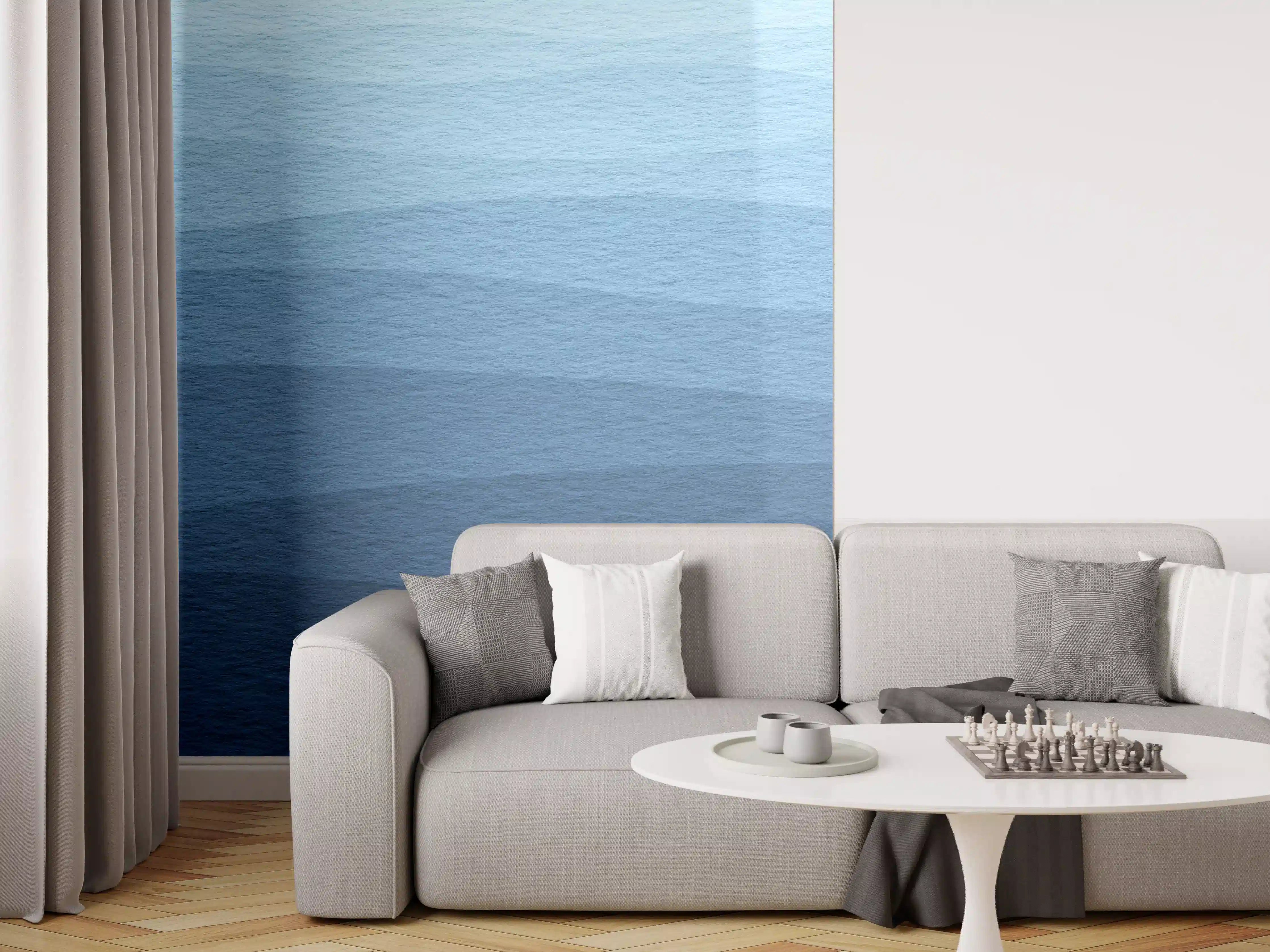 Wandverkleidung Wohnzimmer - Beruhigende Blau-Gradient-Wellen-Textur