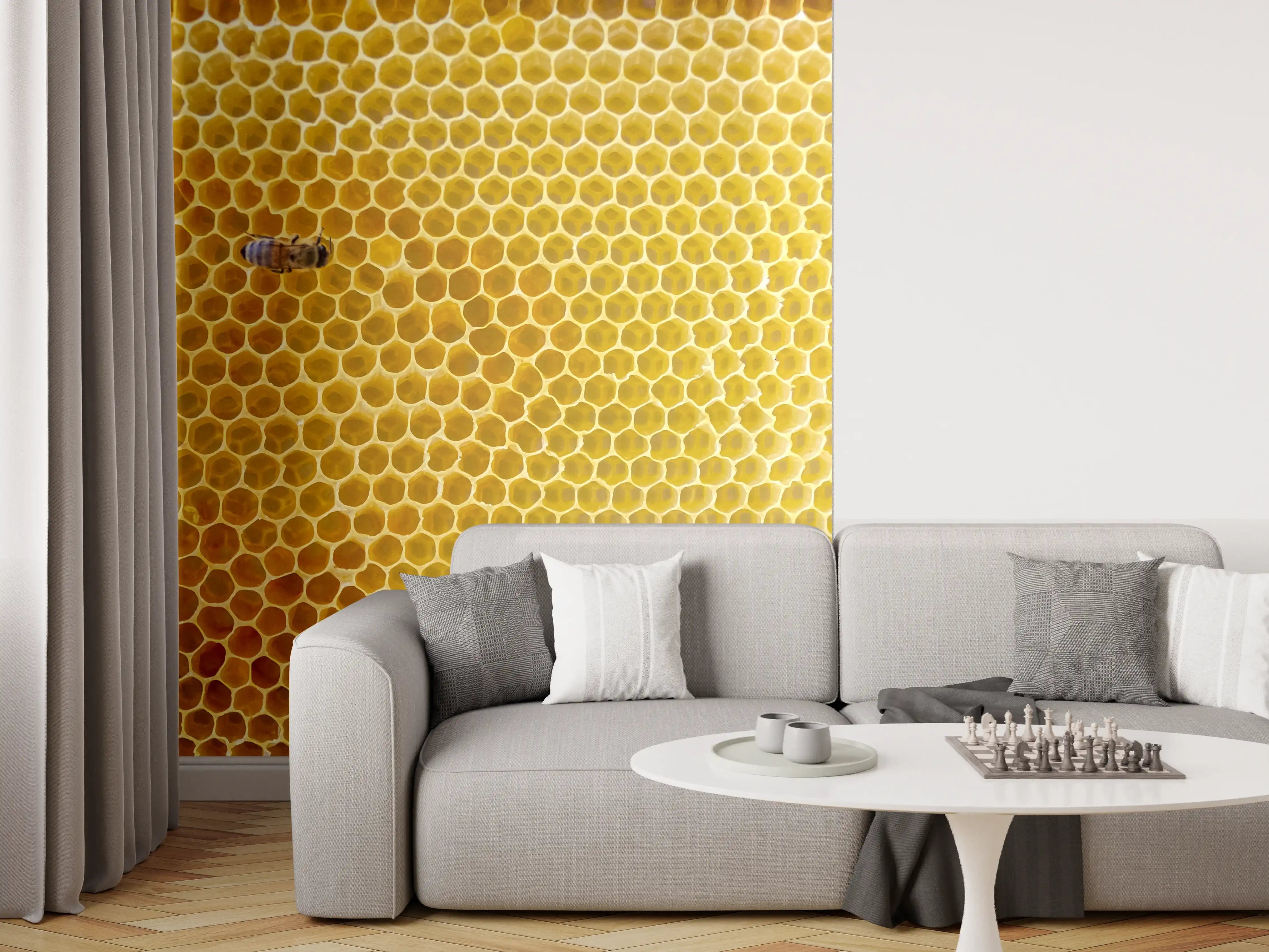 Wandverkleidung Wohnzimmer - Biene auf Honigwaben – Natürliche Schönheit