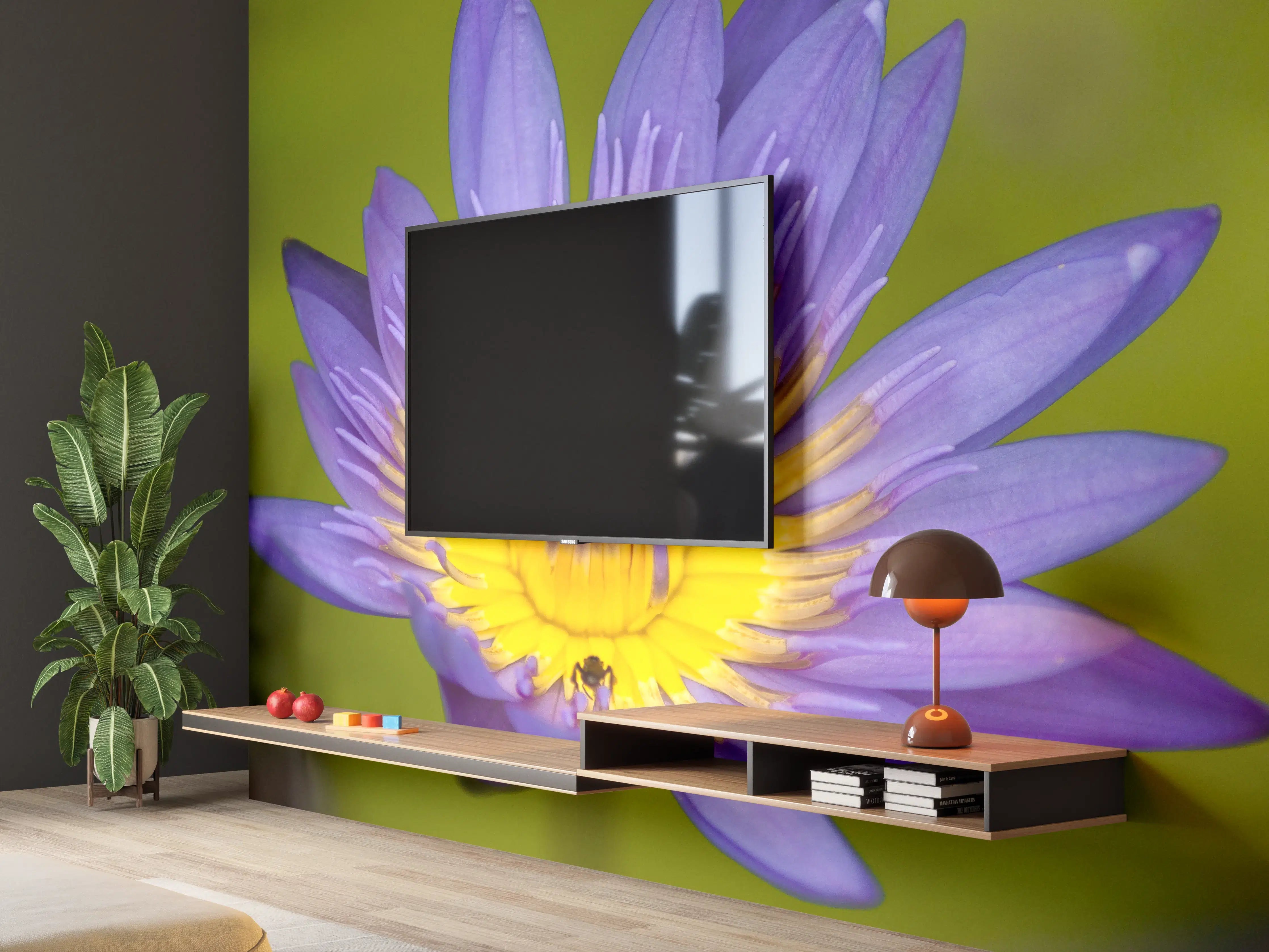 Wandverkleidung Wohnzimmer - Biene sammelt Nektar
