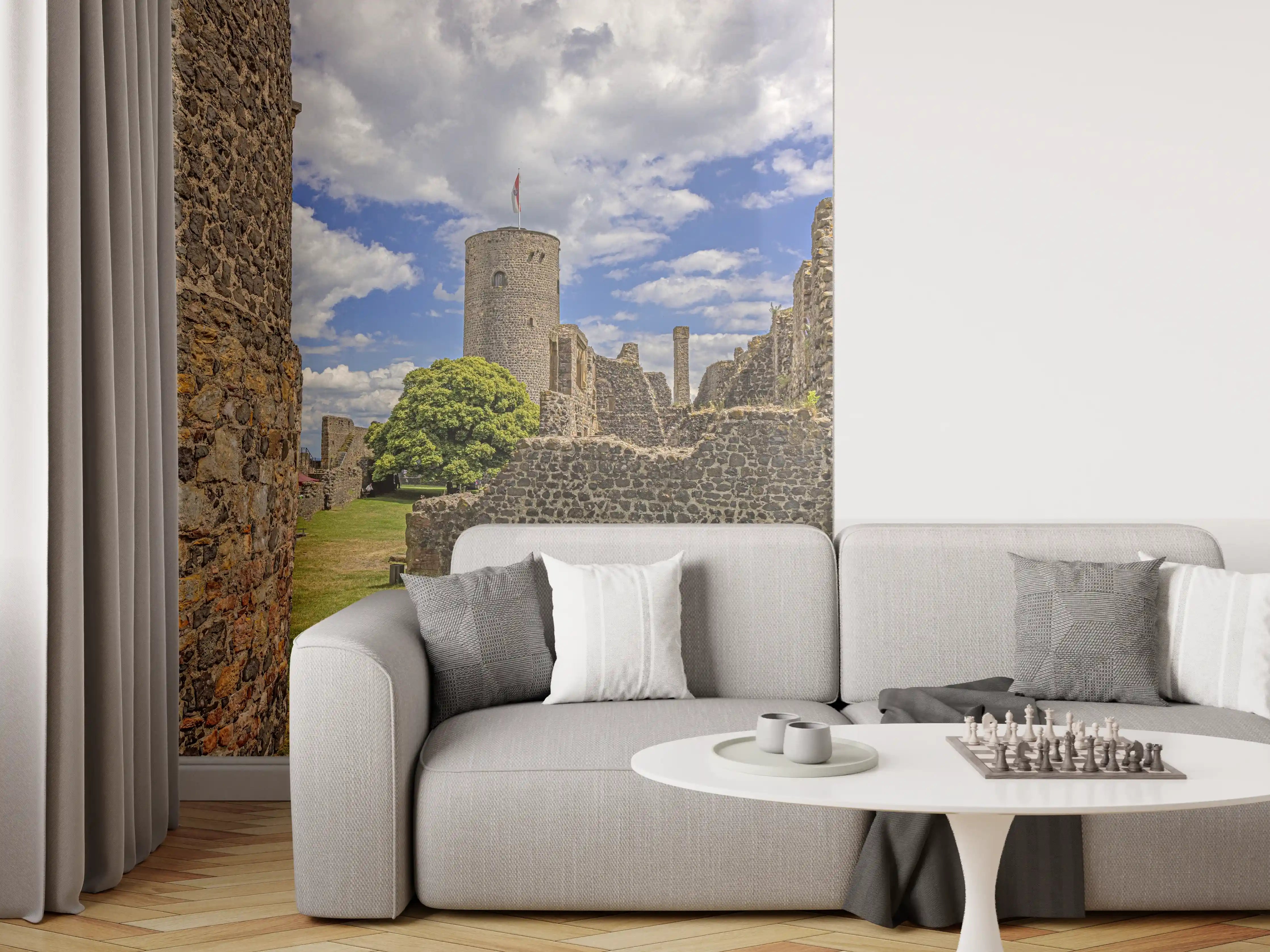 Wandverkleidung Wohnzimmer - Bild von der Burgruine Münzenberg in Hessen