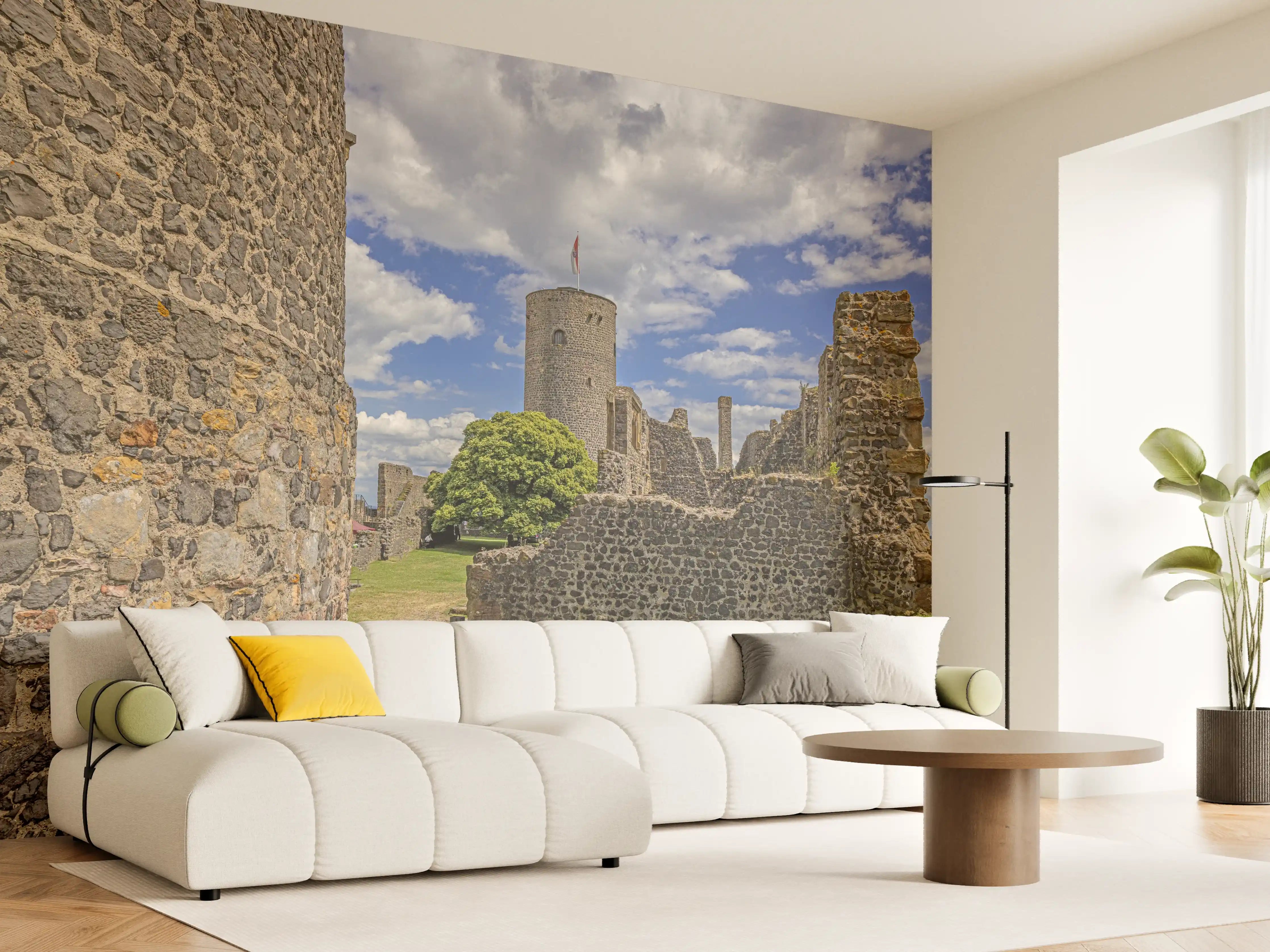 Wandverkleidung Wohnzimmer - Bild von der Burgruine Münzenberg in Hessen