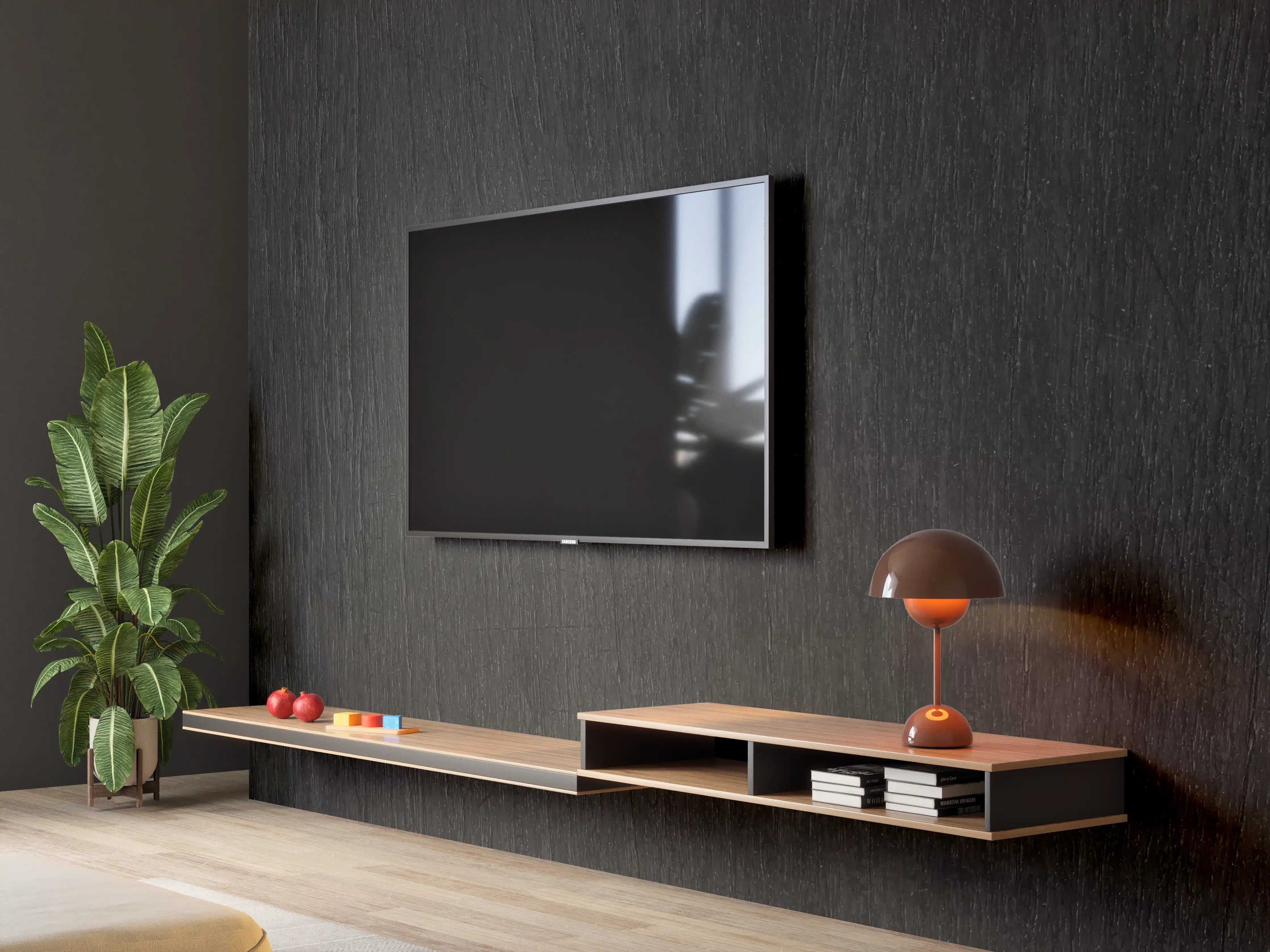 Wandverkleidung Wohnzimmer - Black Vintage Holztischplatte