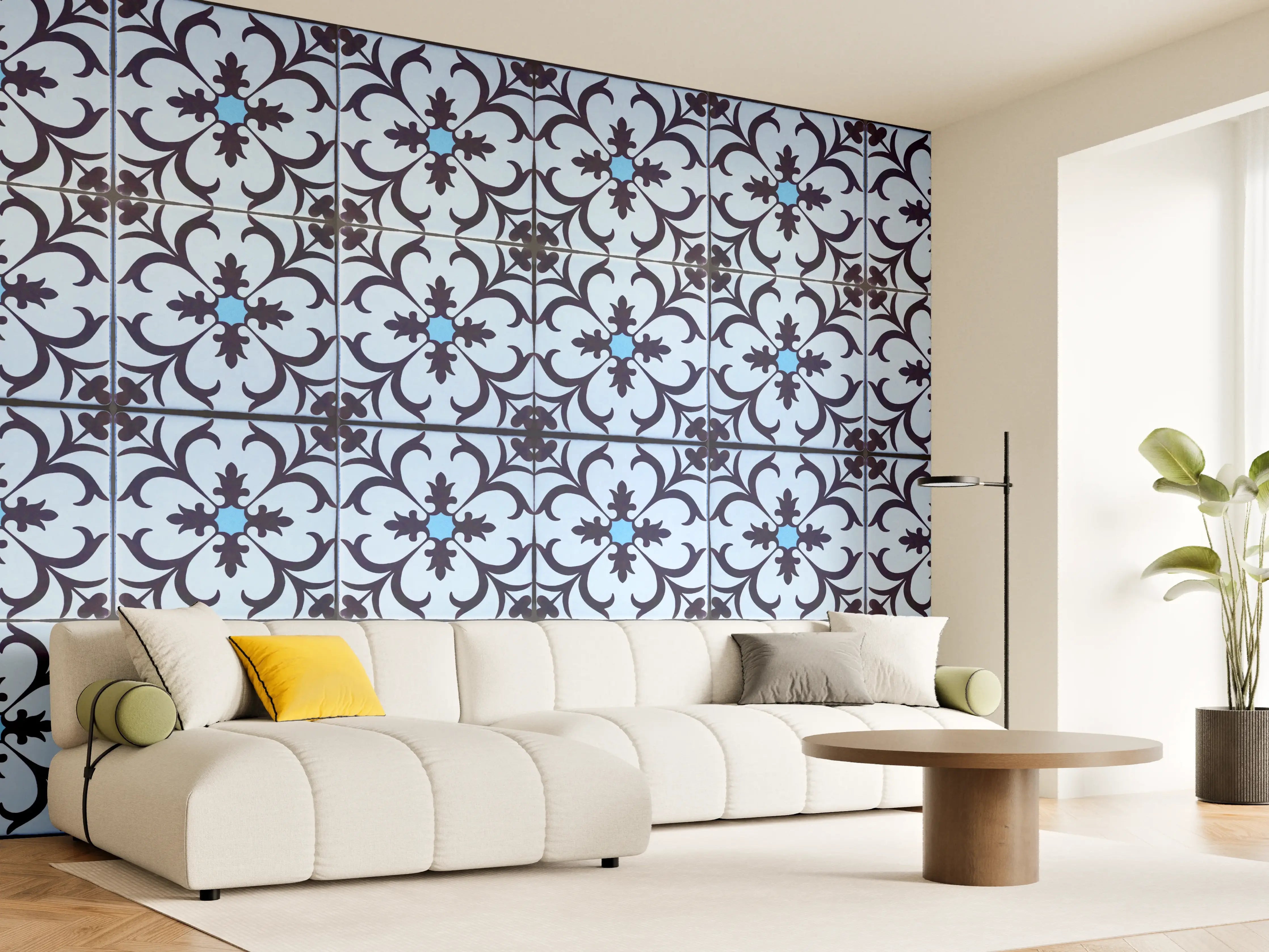 Wandverkleidung Wohnzimmer - Bläulich traditionelles Mosaik Motiv