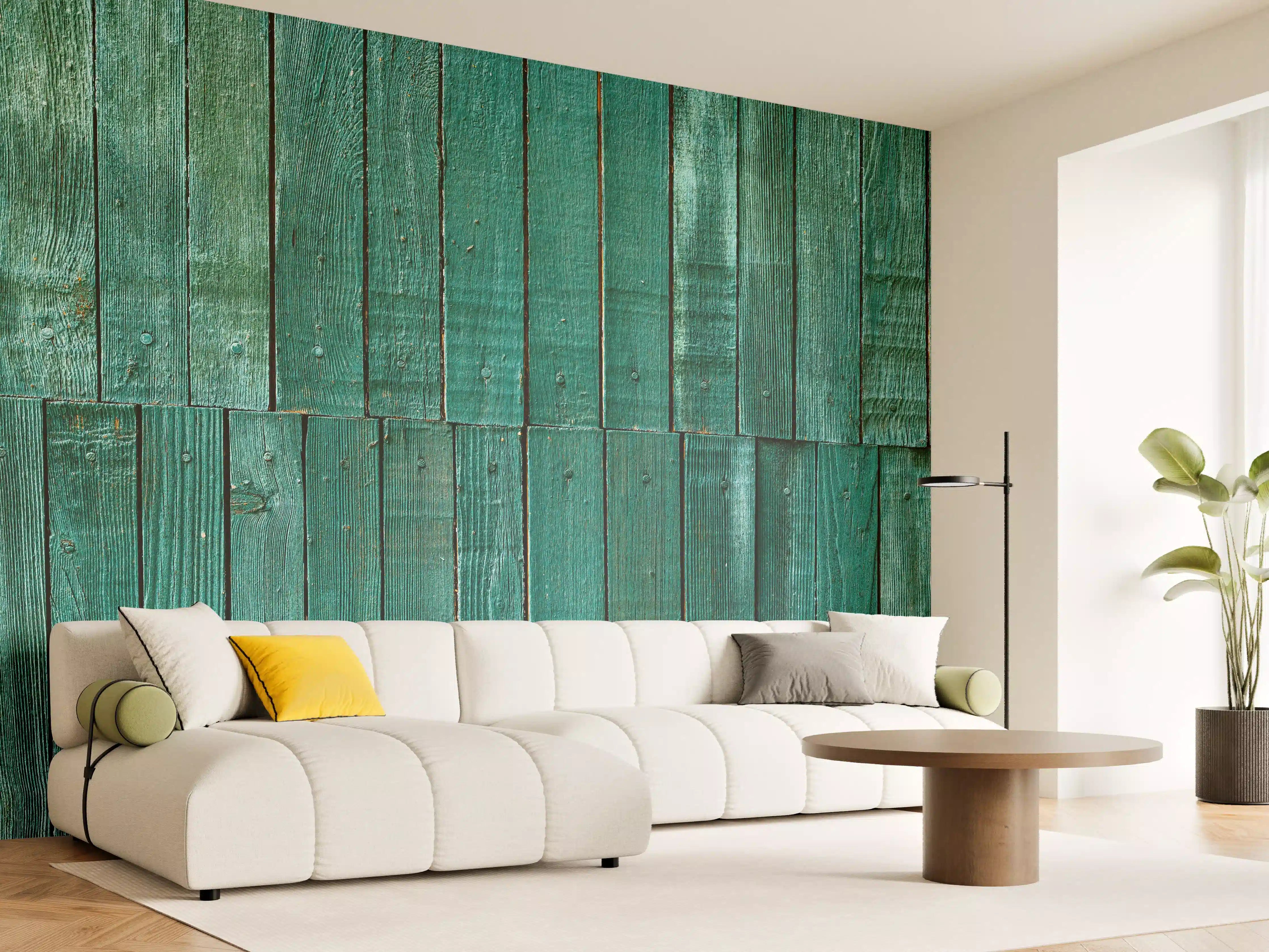 Wandverkleidung Wohnzimmer - Bläuliche Holzbretter