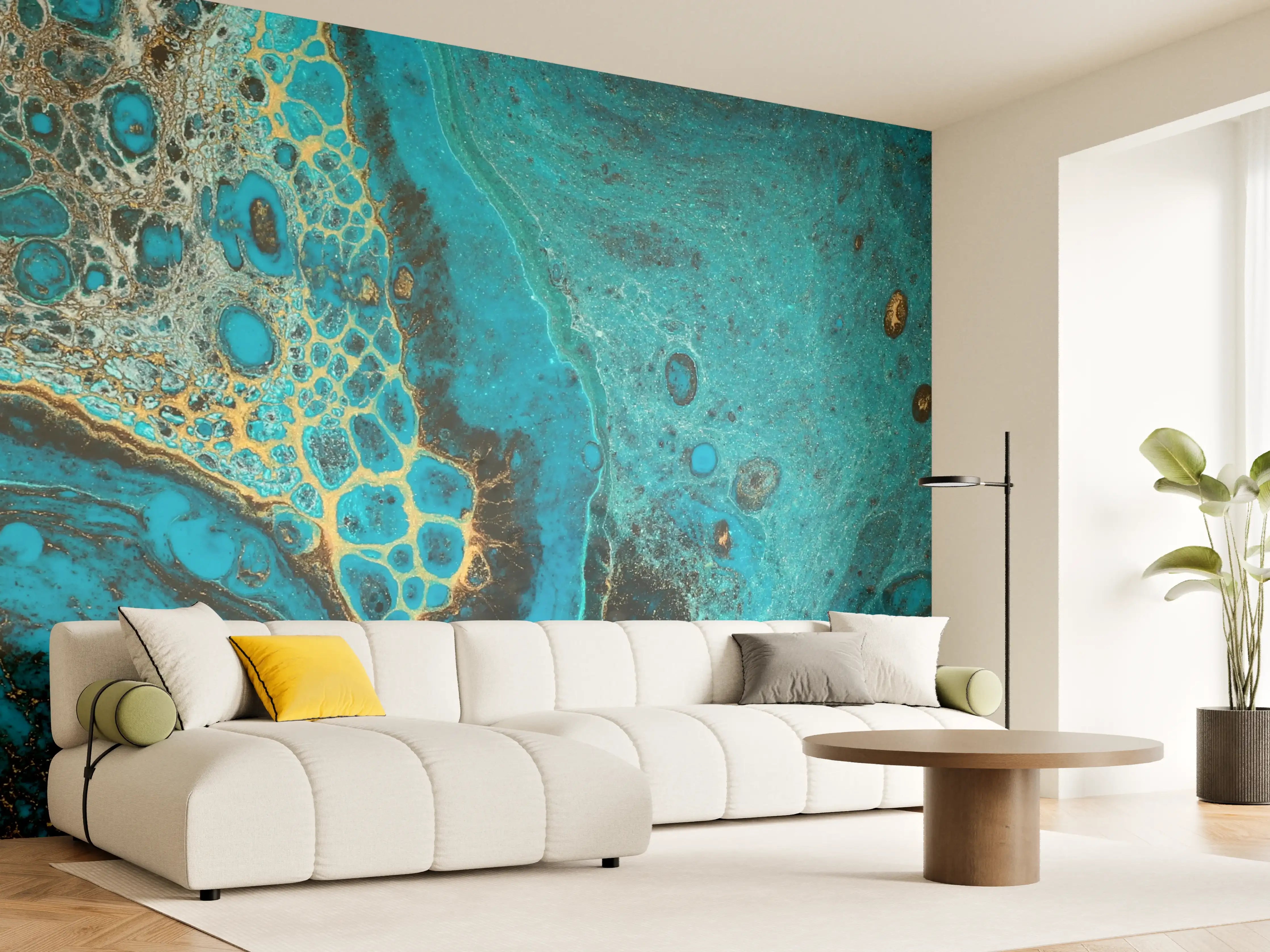 Wandverkleidung Wohnzimmer - Bläulicher Marmor