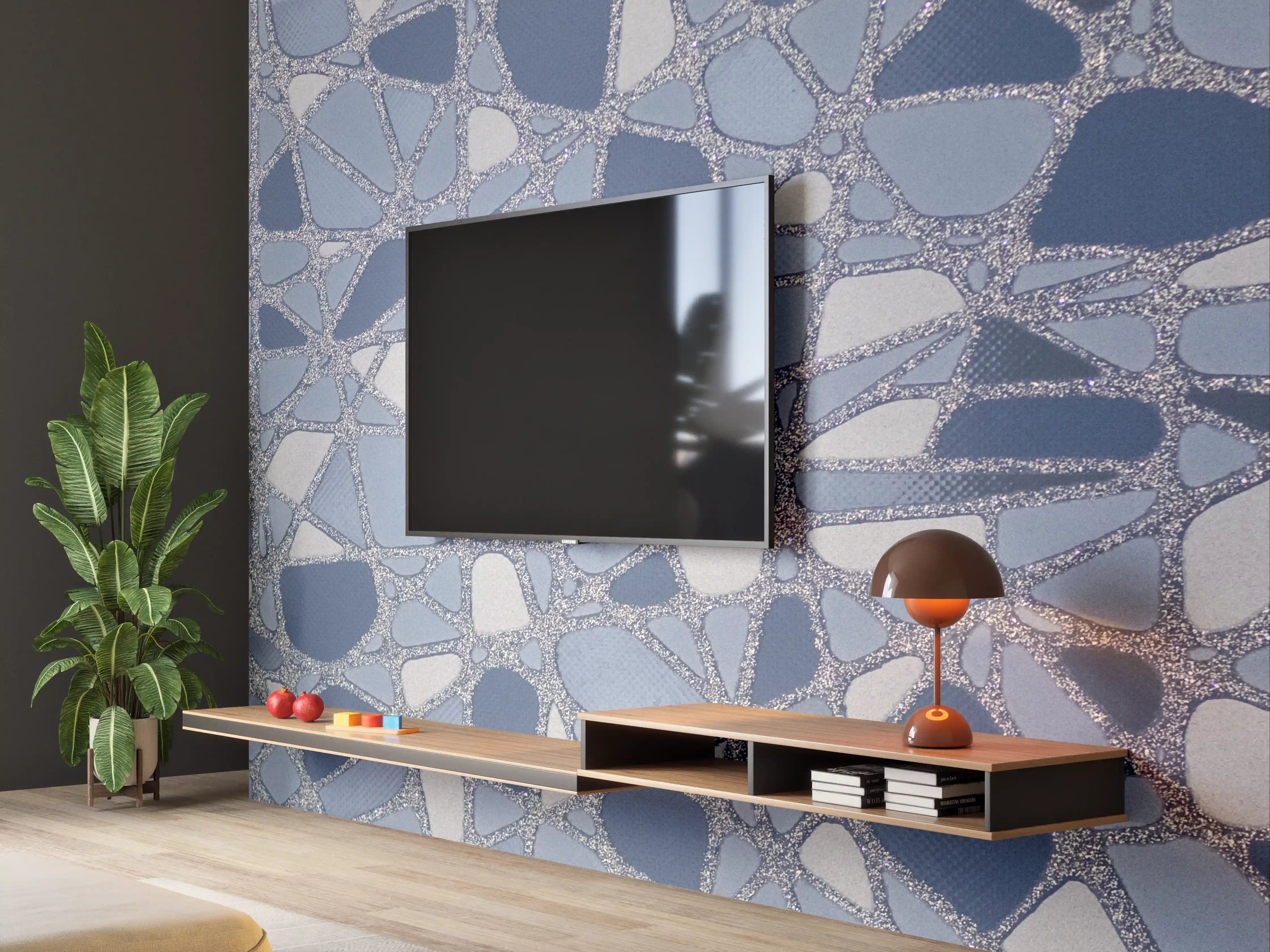 Wandverkleidung Wohnzimmer - Blaue Mosaikfliesen – Raffinierte Raumgestaltung