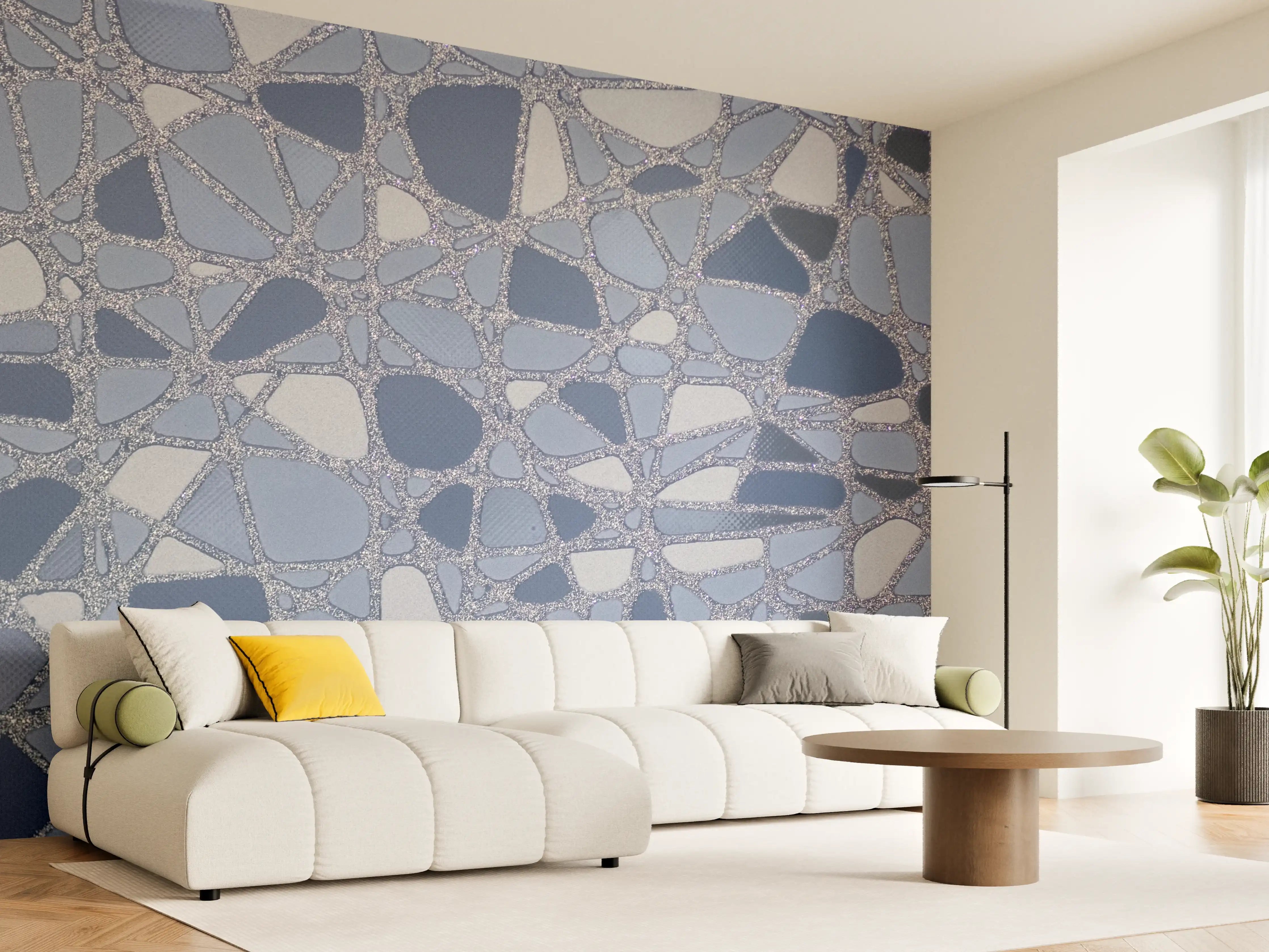 Wandverkleidung Wohnzimmer - Blaue Mosaikfliesen – Raffinierte Raumgestaltung