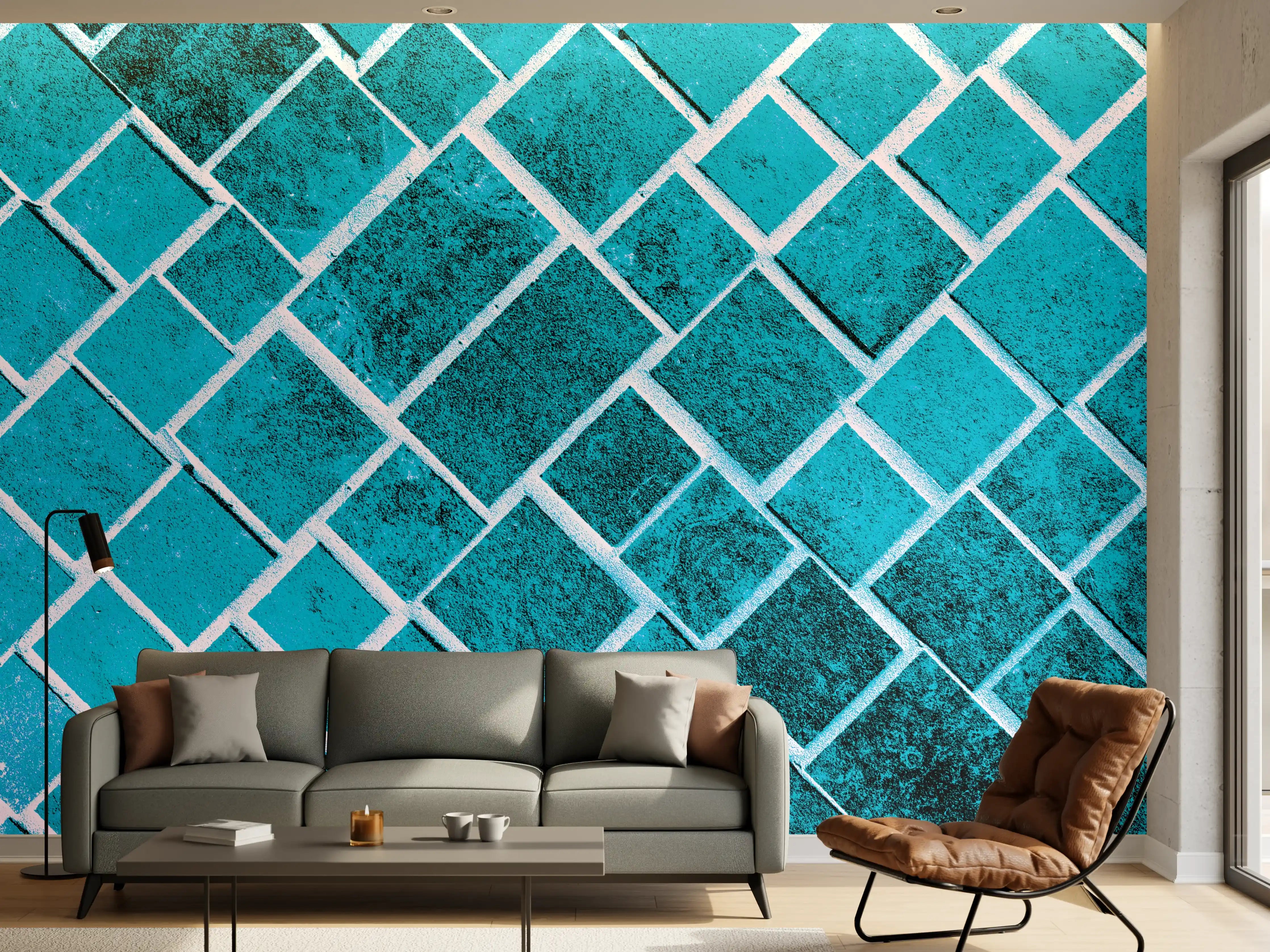 Wandverkleidung Wohnzimmer - Blaue Mosaikfliesen im Wasser