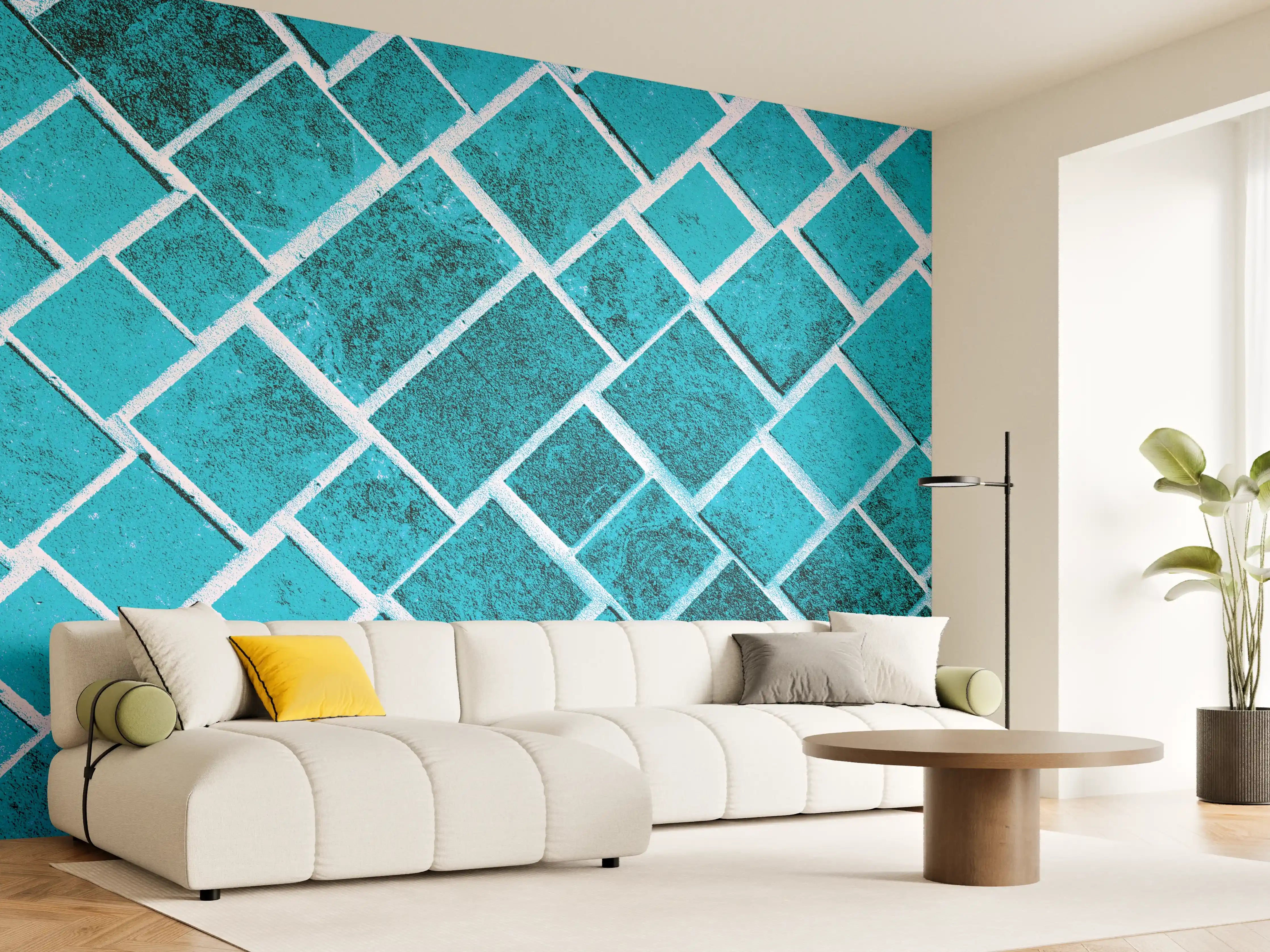 Wandverkleidung Wohnzimmer - Blaue Mosaikfliesen im Wasser