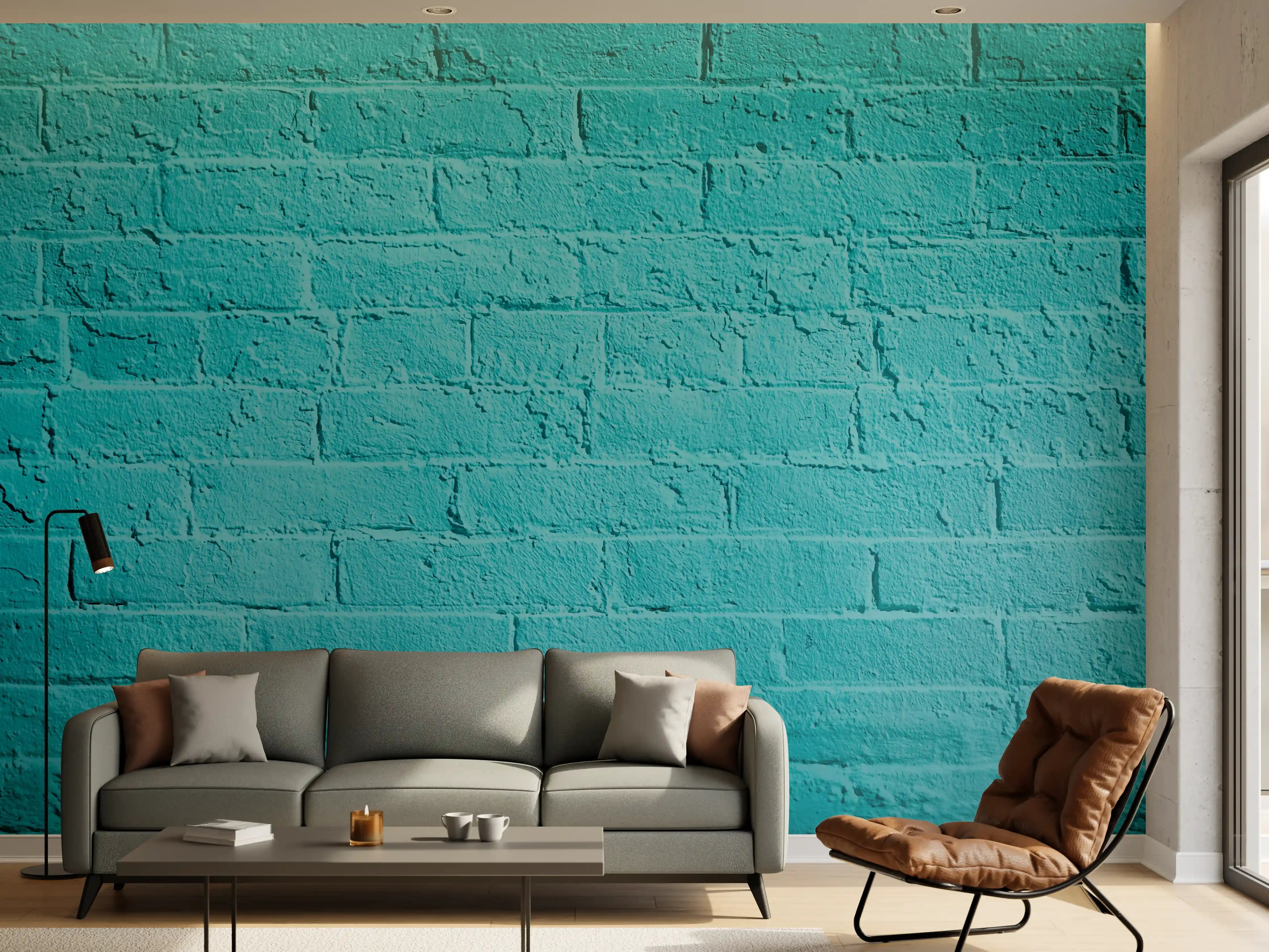 Wandverkleidung Wohnzimmer - Blaue Wand mit Textur