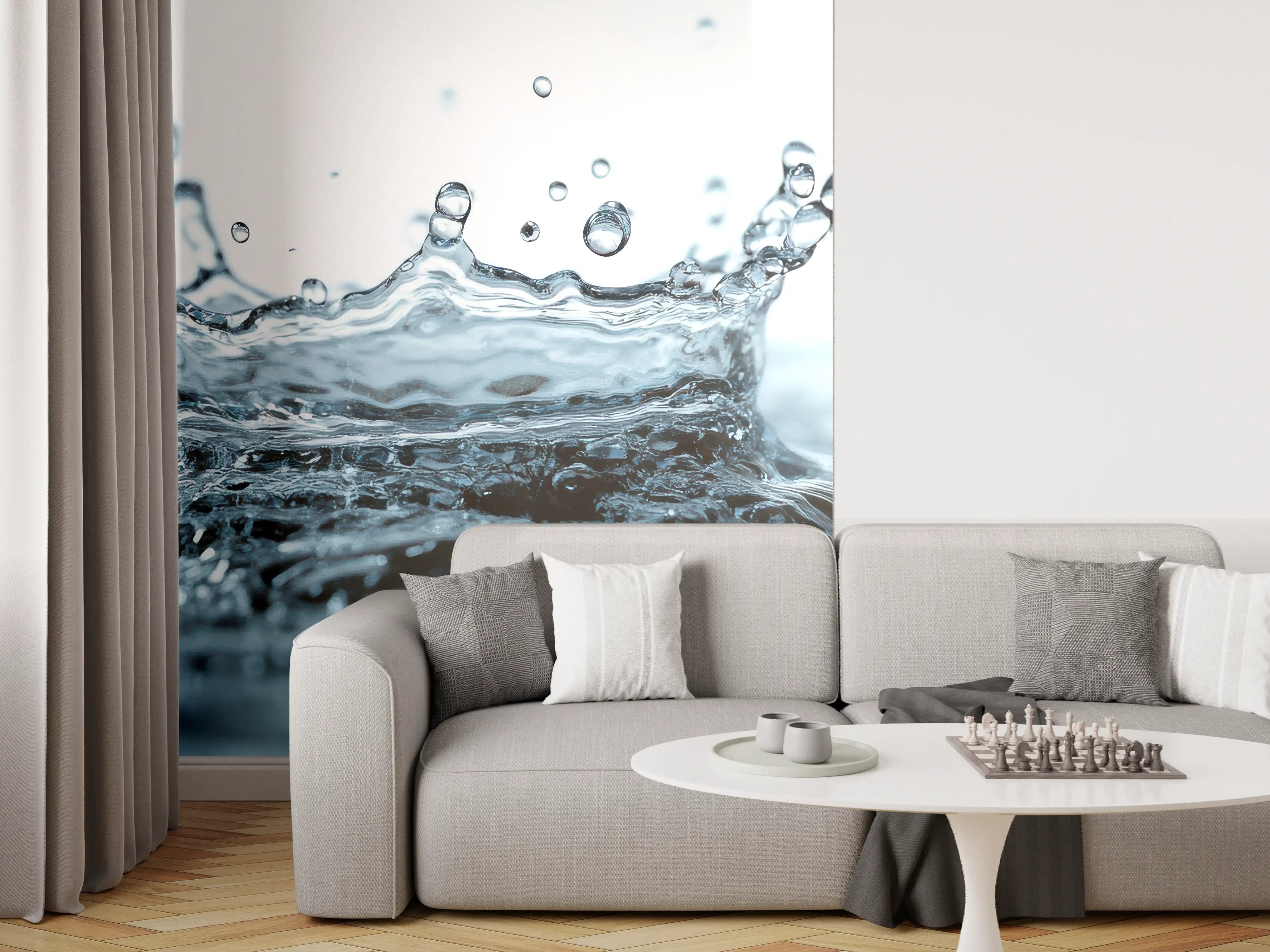 Wandverkleidung Wohnzimmer - Blauer Wasser-Splash