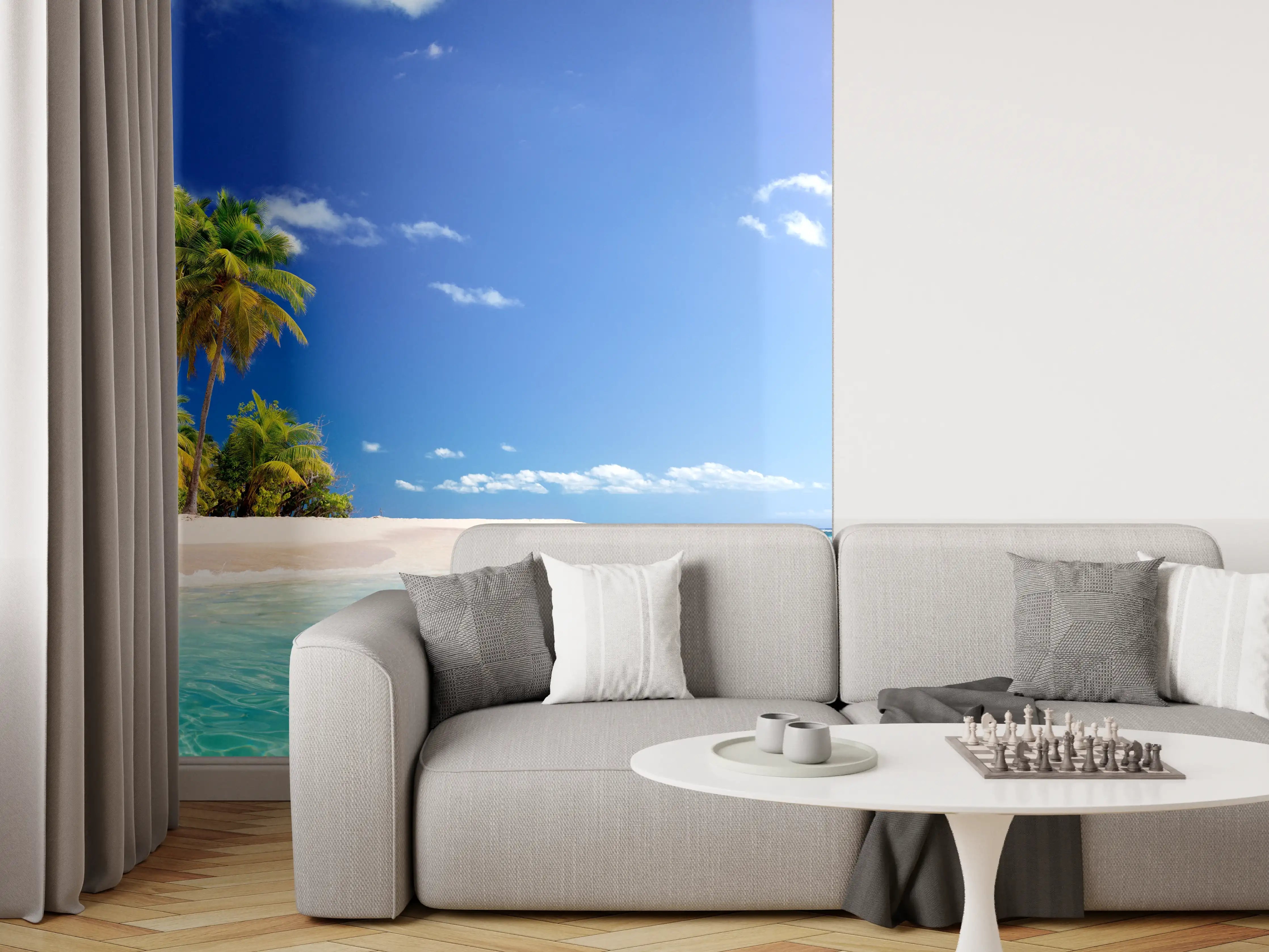 Wandverkleidung Wohnzimmer - Blick auf Malediven
