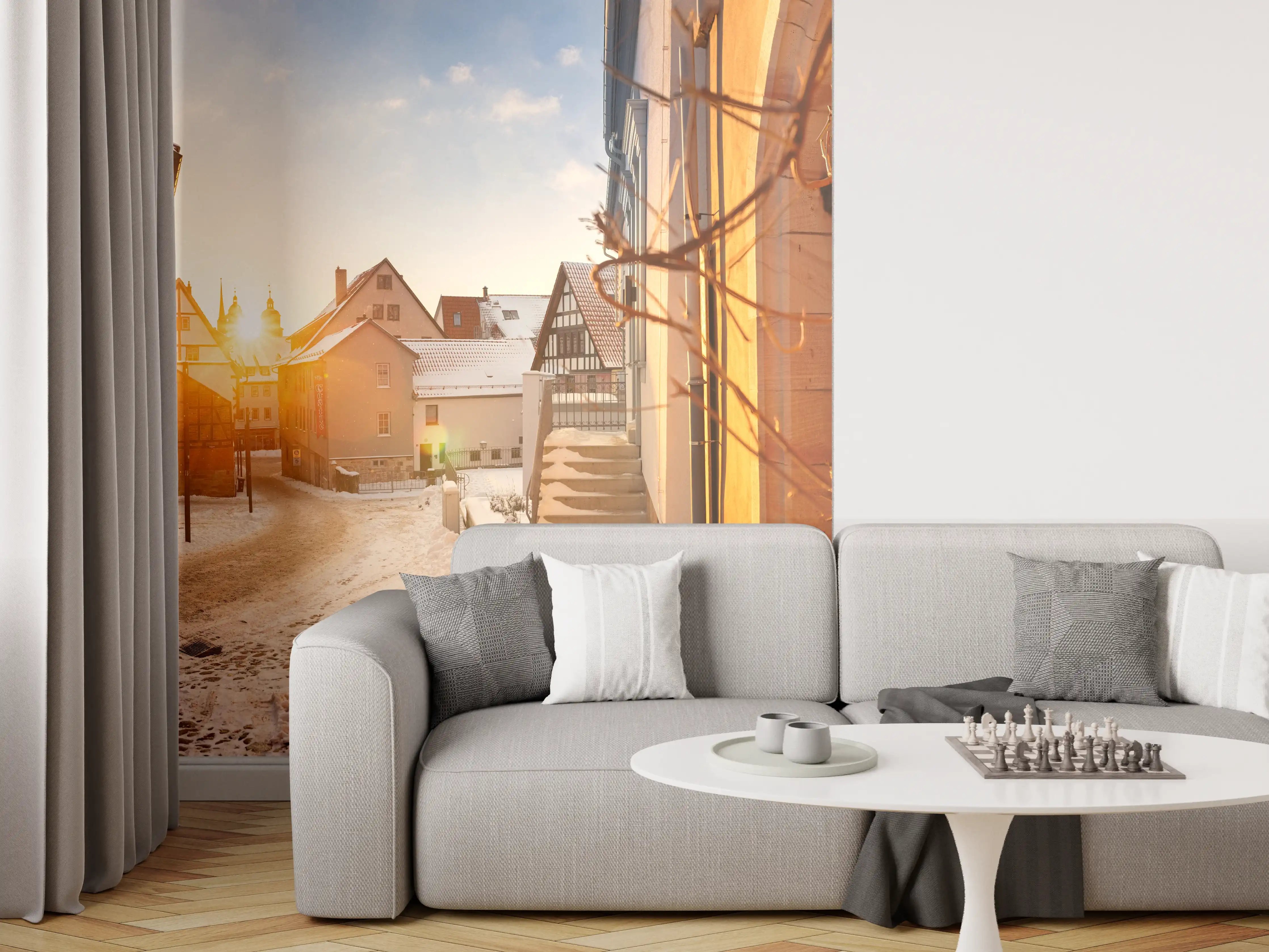 Wandverkleidung Wohnzimmer - Blick auf Schmalkalden im Winter