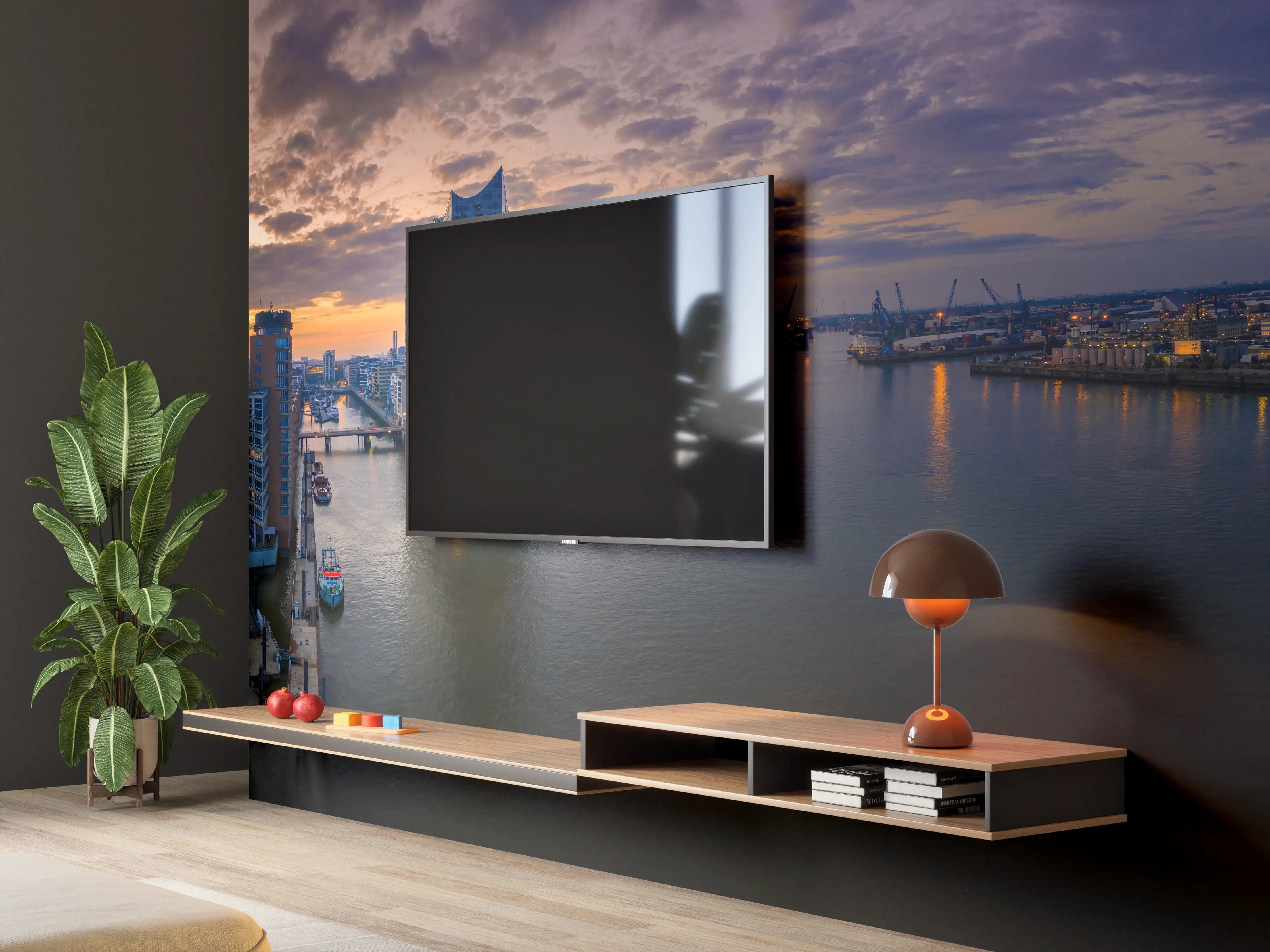 Wandverkleidung Wohnzimmer - Blick auf die Elbphilharmonie - Hamburg