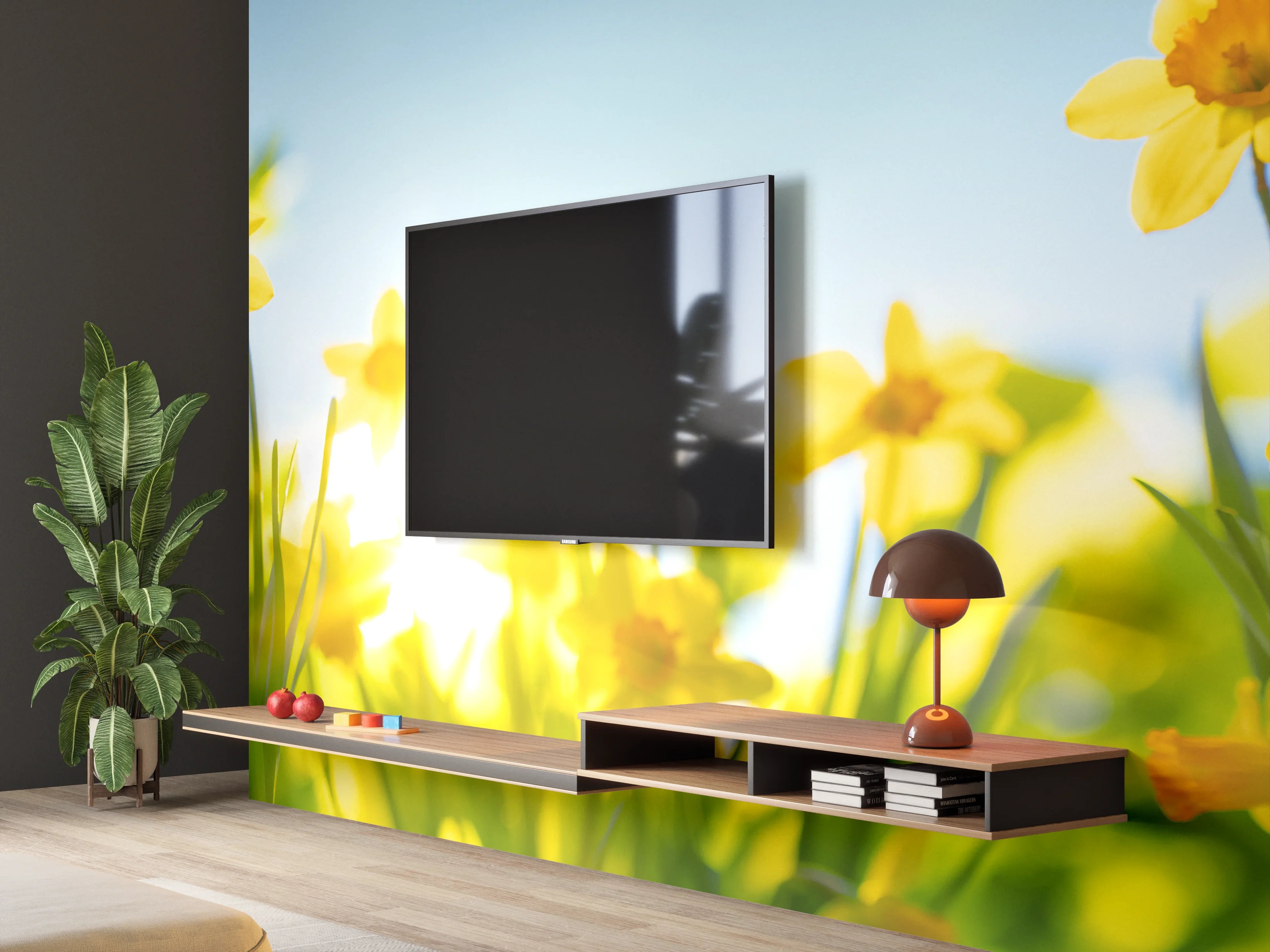 Wandverkleidung Wohnzimmer - Blühende Frühlings-Narzissen