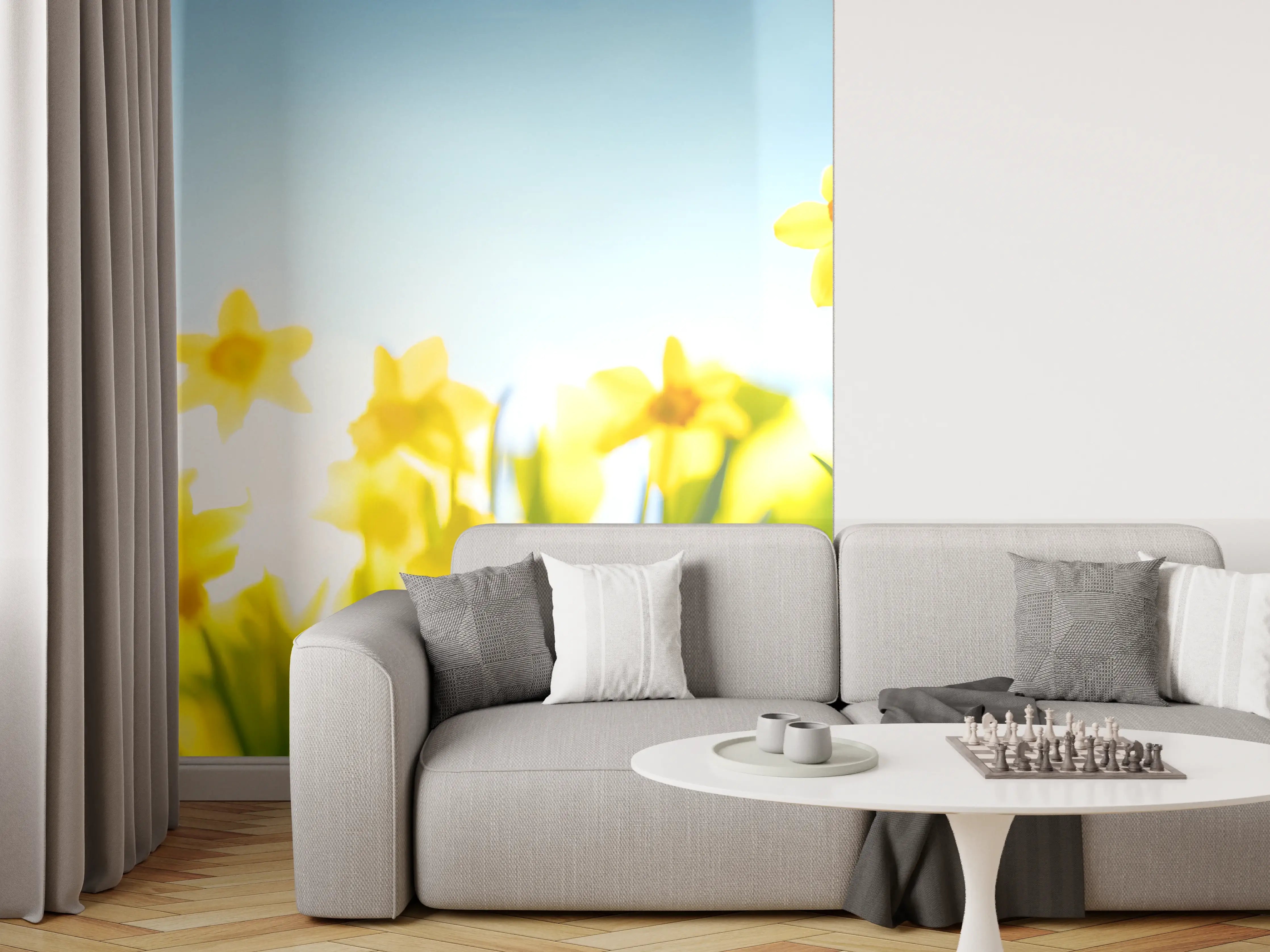 Wandverkleidung Wohnzimmer - Blühende Frühlings-Narzissen