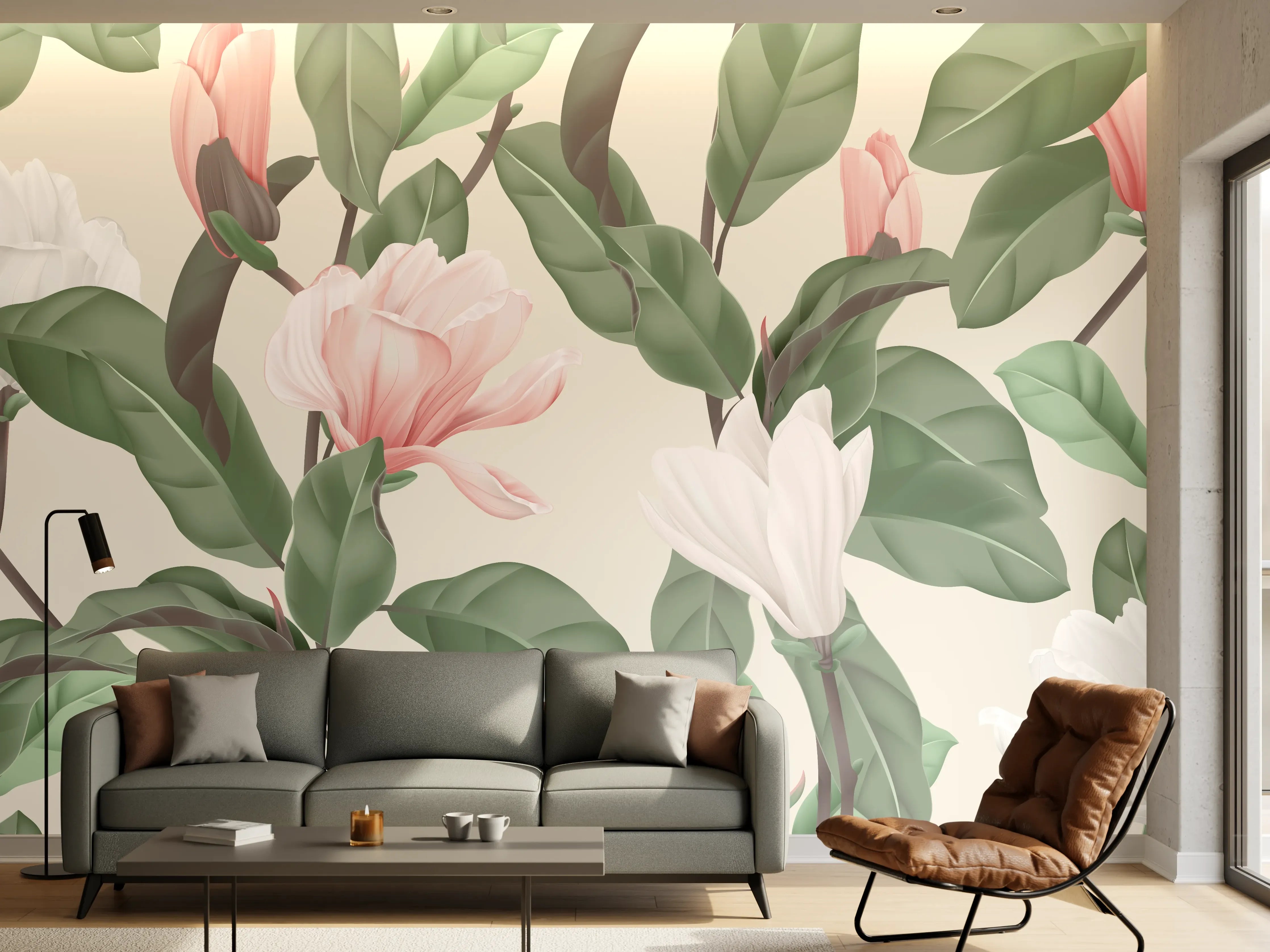 Wandverkleidung Wohnzimmer - Blüten - wild & wunderschön