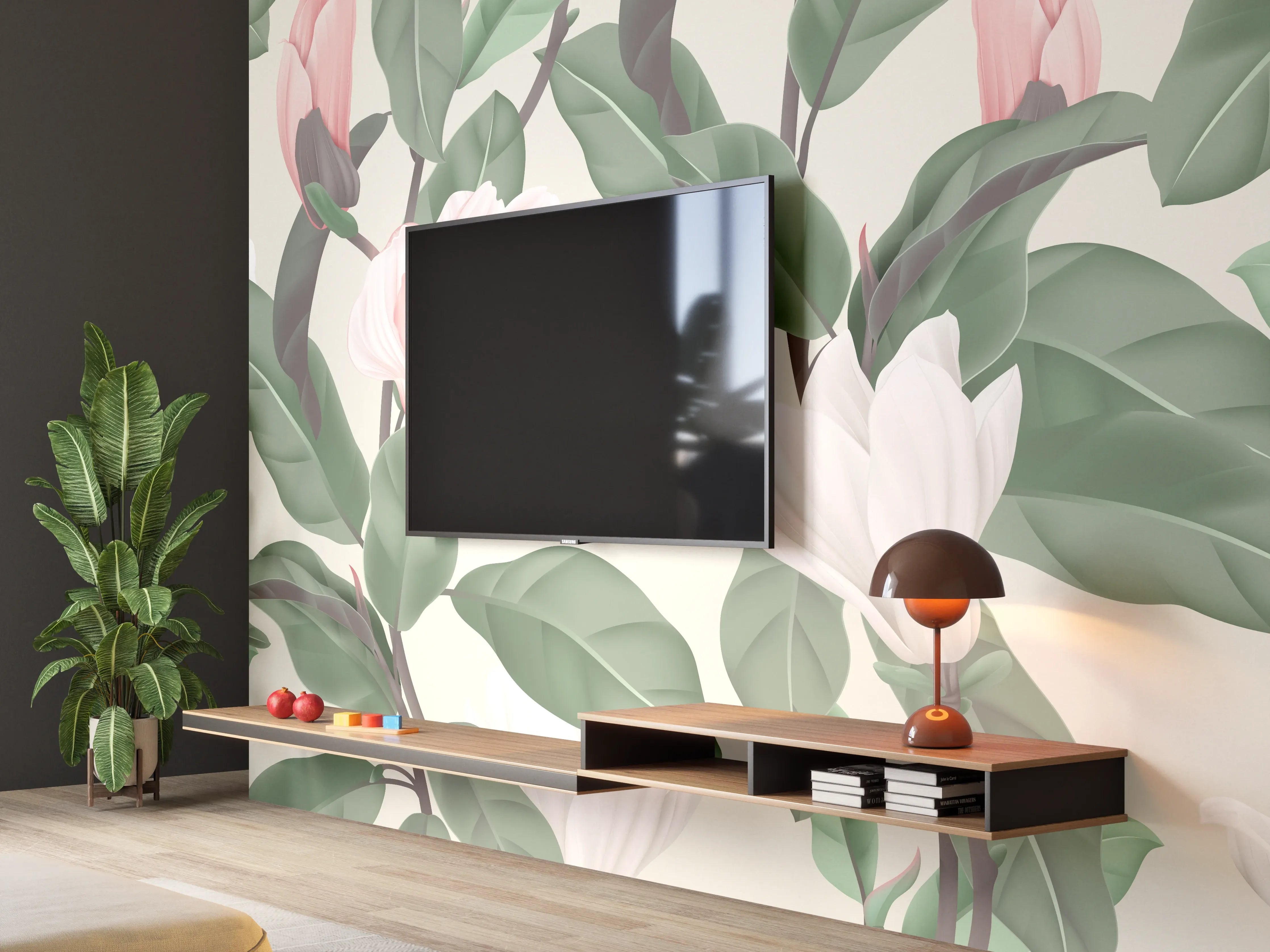 Wandverkleidung Wohnzimmer - Blüten - wild & wunderschön